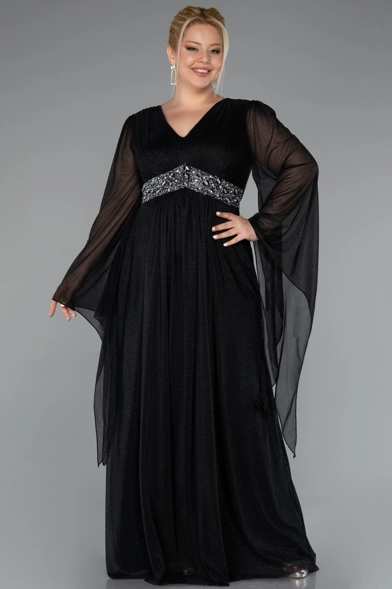 Black-Long Plus Size Evening Dress ABU5087