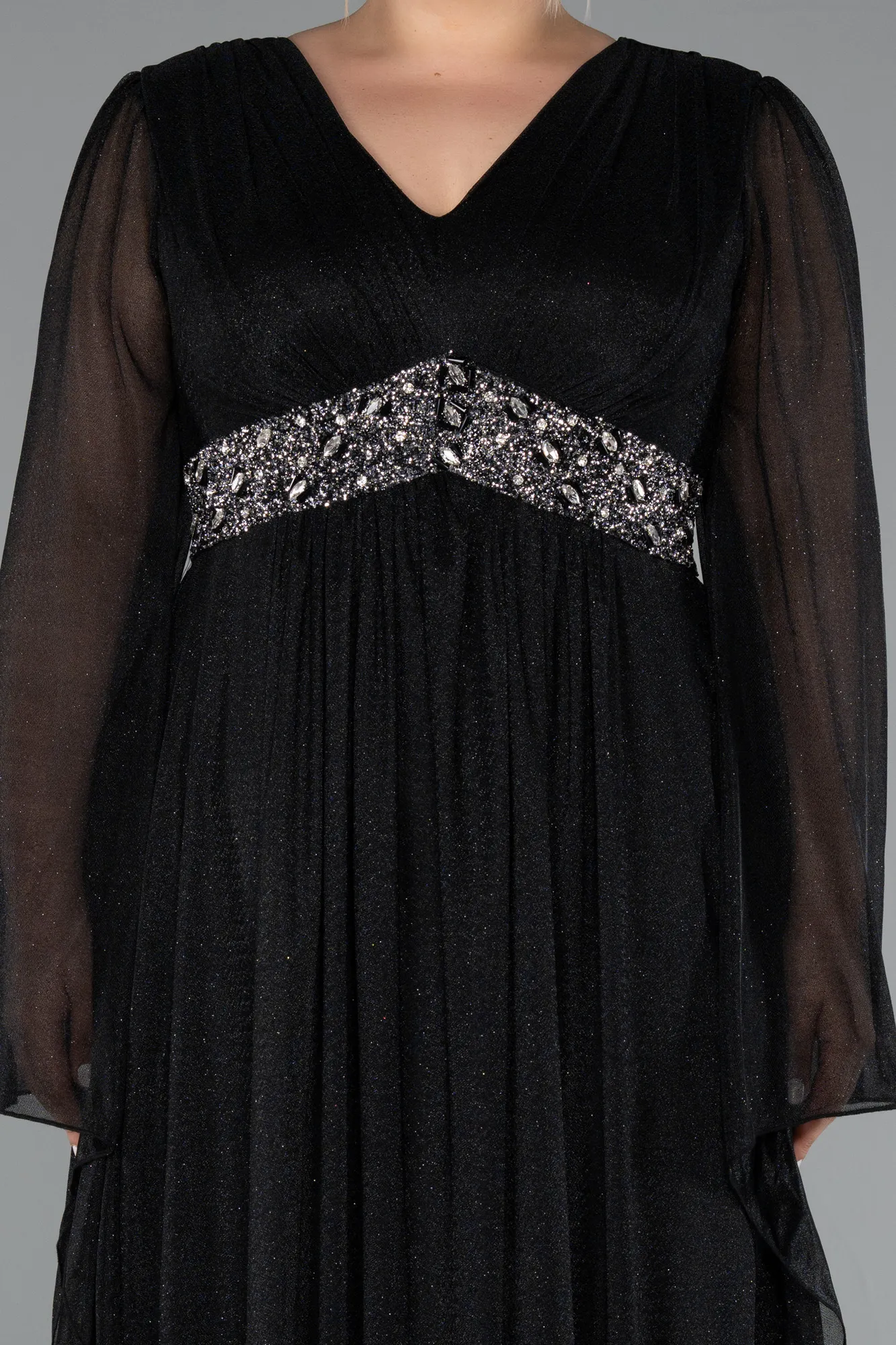 Black-Long Plus Size Evening Dress ABU5087