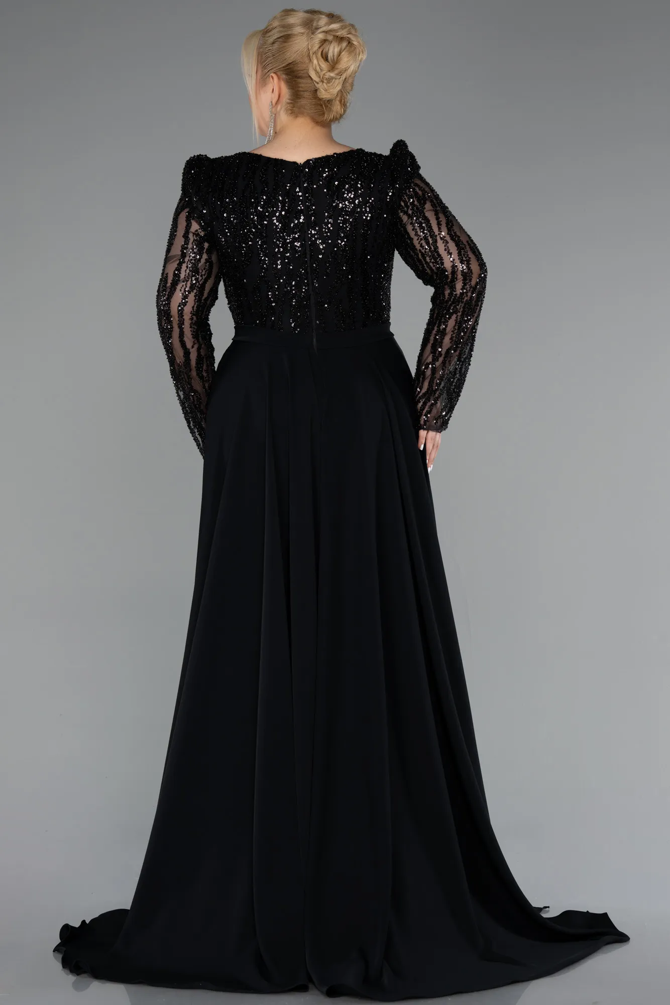 Black-Long Plus Size Evening Dress ABU5094