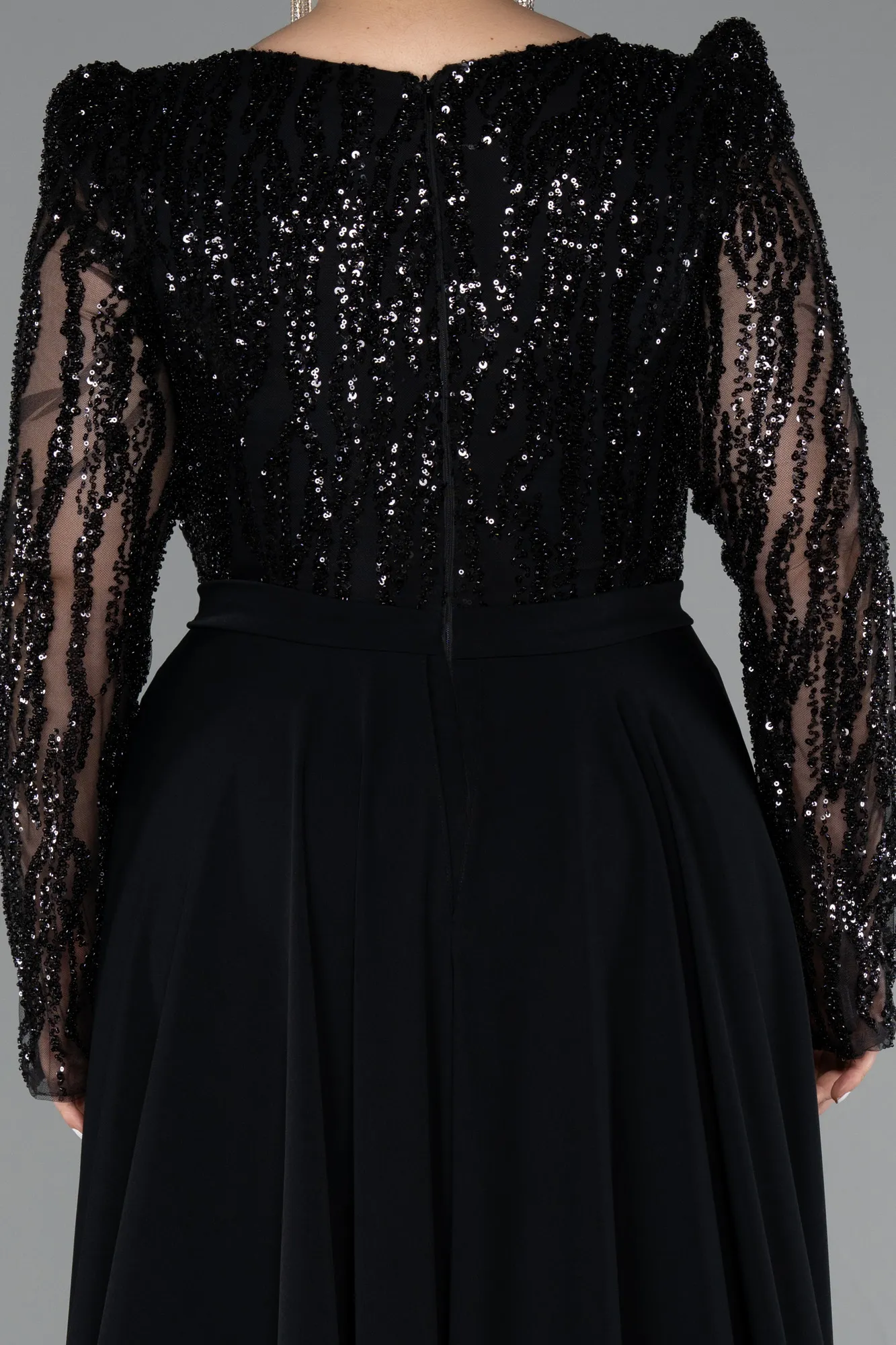 Black-Long Plus Size Evening Dress ABU5094