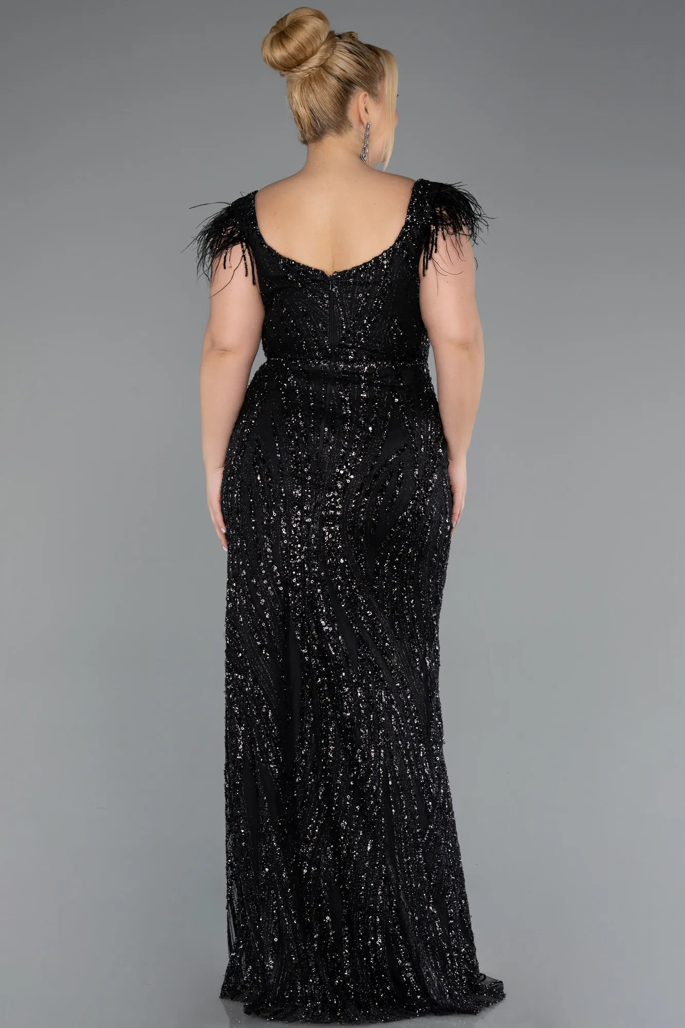 Black-Long Plus Size Evening Dress ABU5182