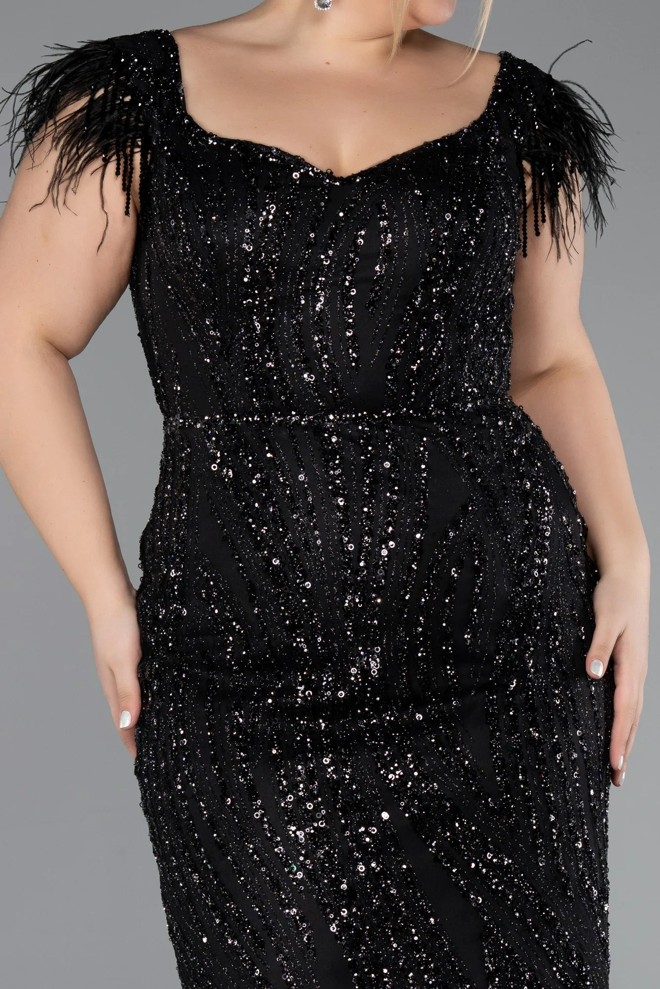 Black-Long Plus Size Evening Dress ABU5182