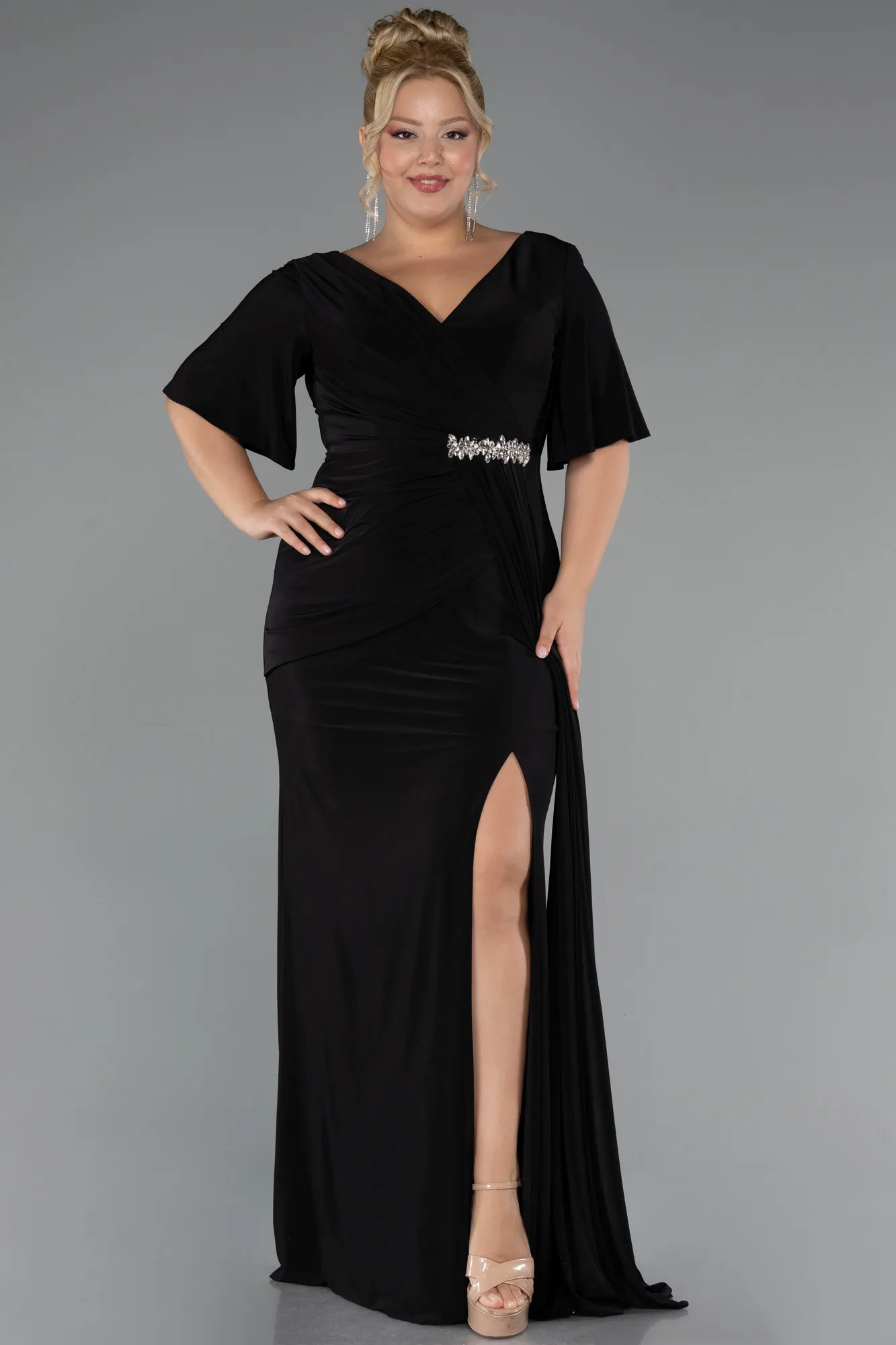 Black-Long Plus Size Evening Dress ABU5287