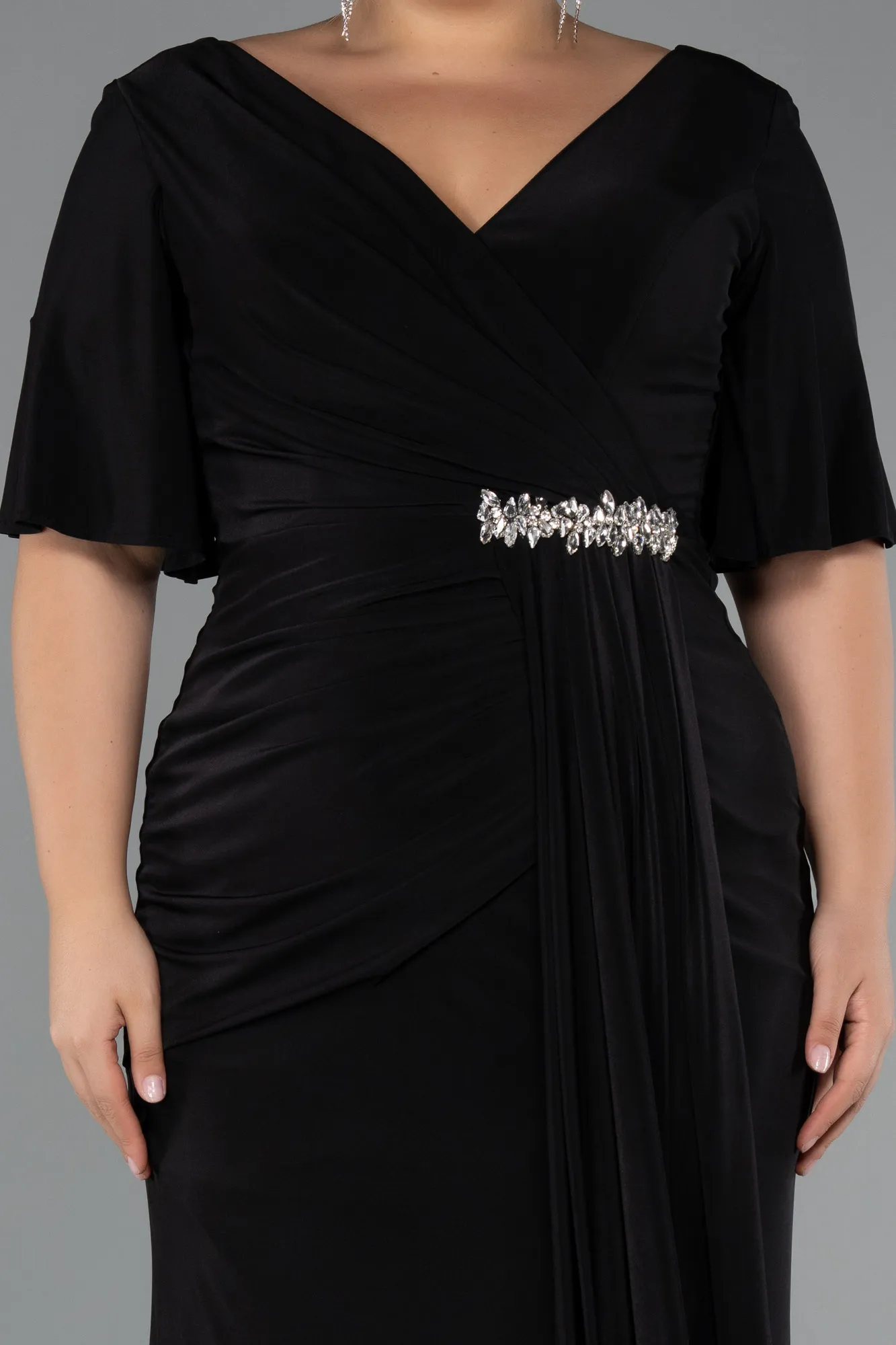 Black-Long Plus Size Evening Dress ABU5287