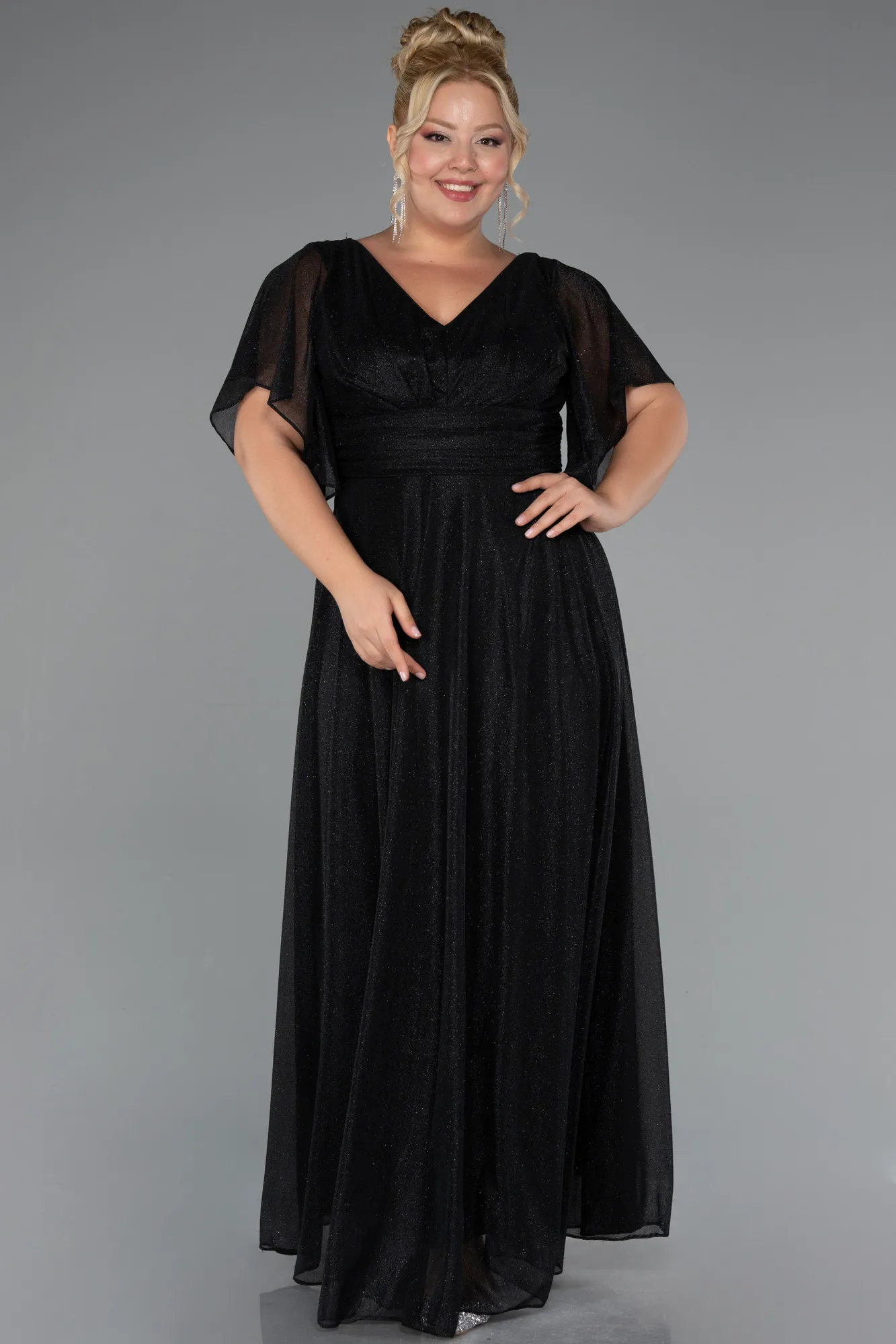 Black-Long Plus Size Evening Dress ABU5323