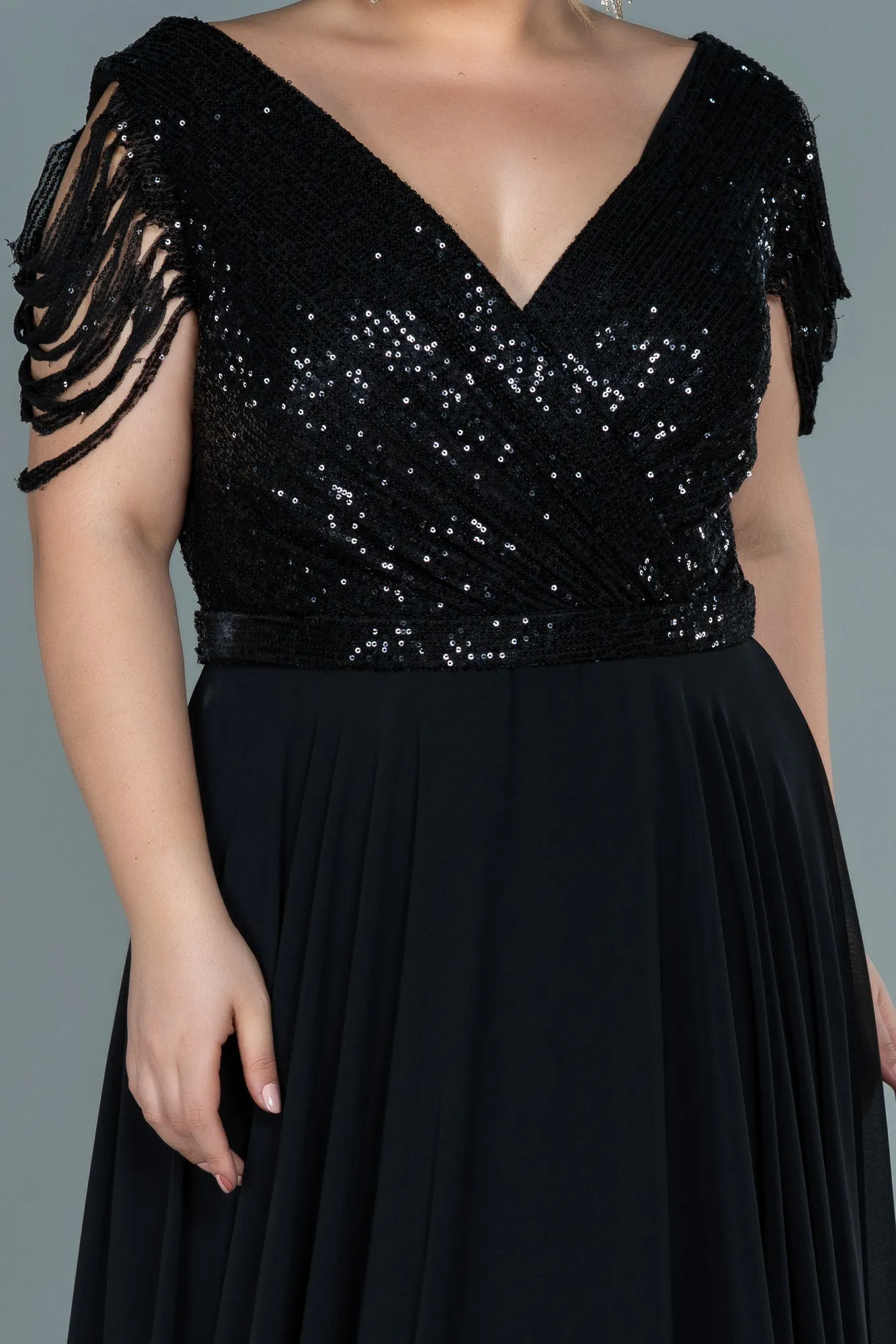 Black-Long Plus Size Evening Dress ABU828