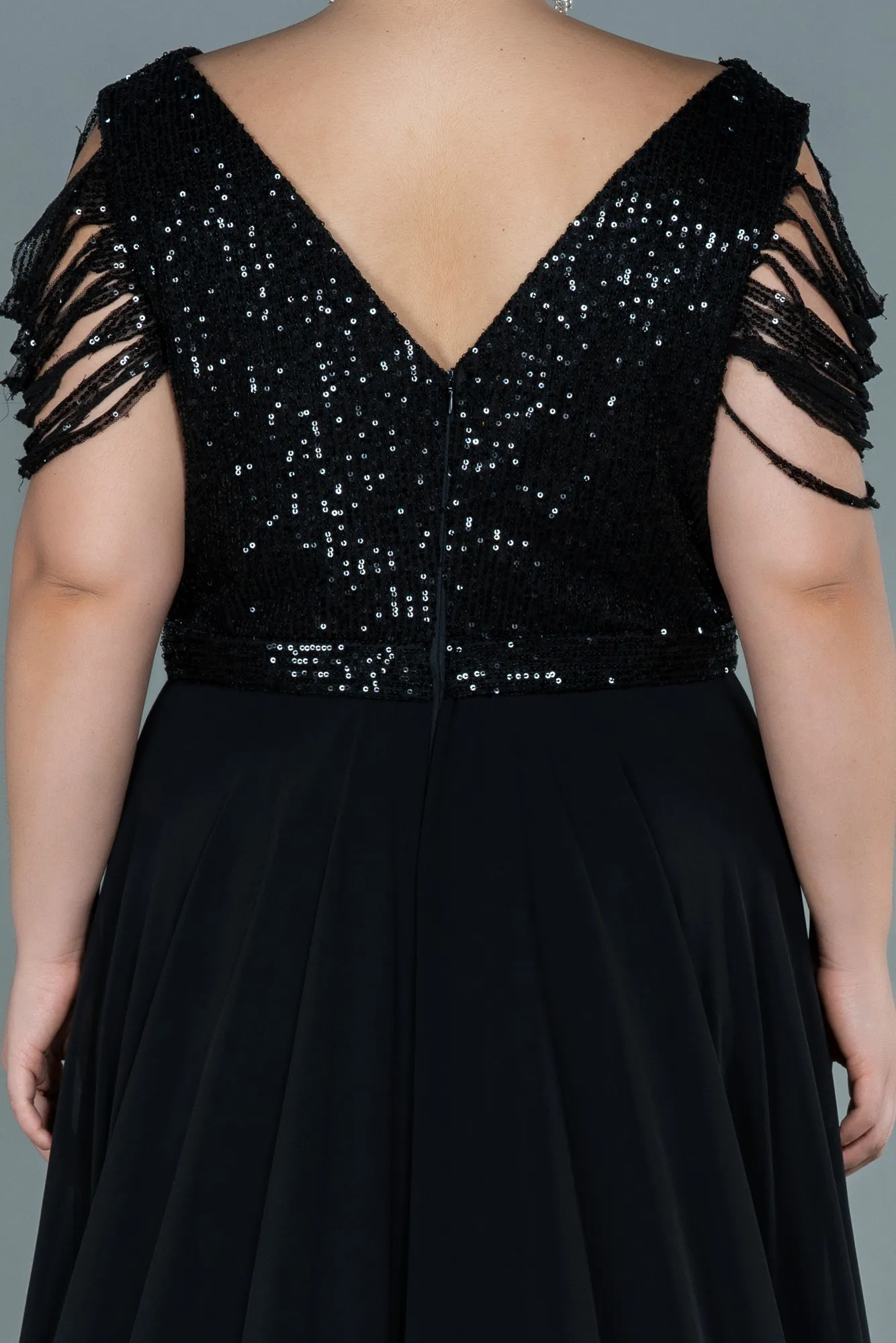 Black-Long Plus Size Evening Dress ABU828
