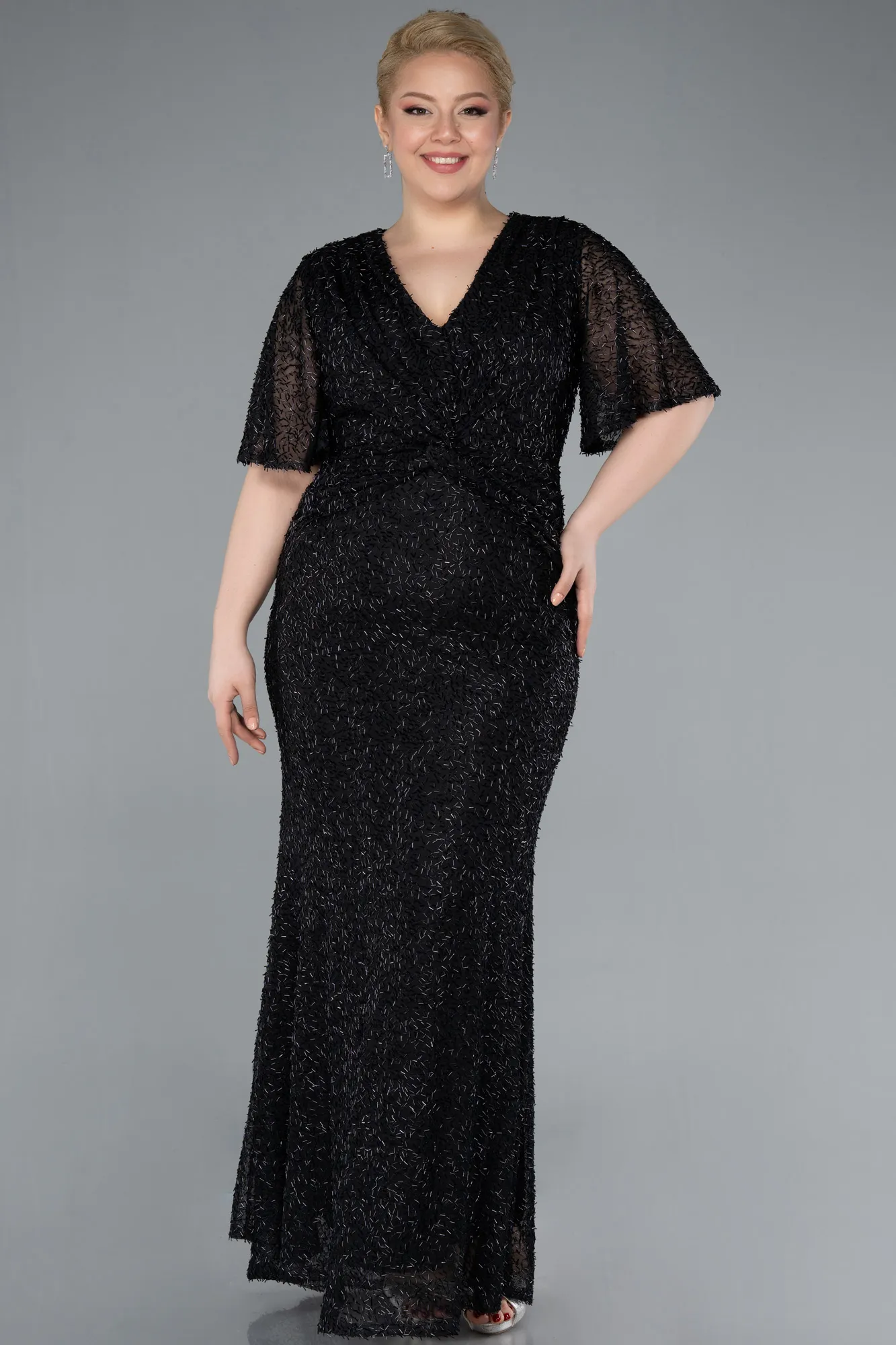 Black-Long Plus Size Evening Gown ABU4542