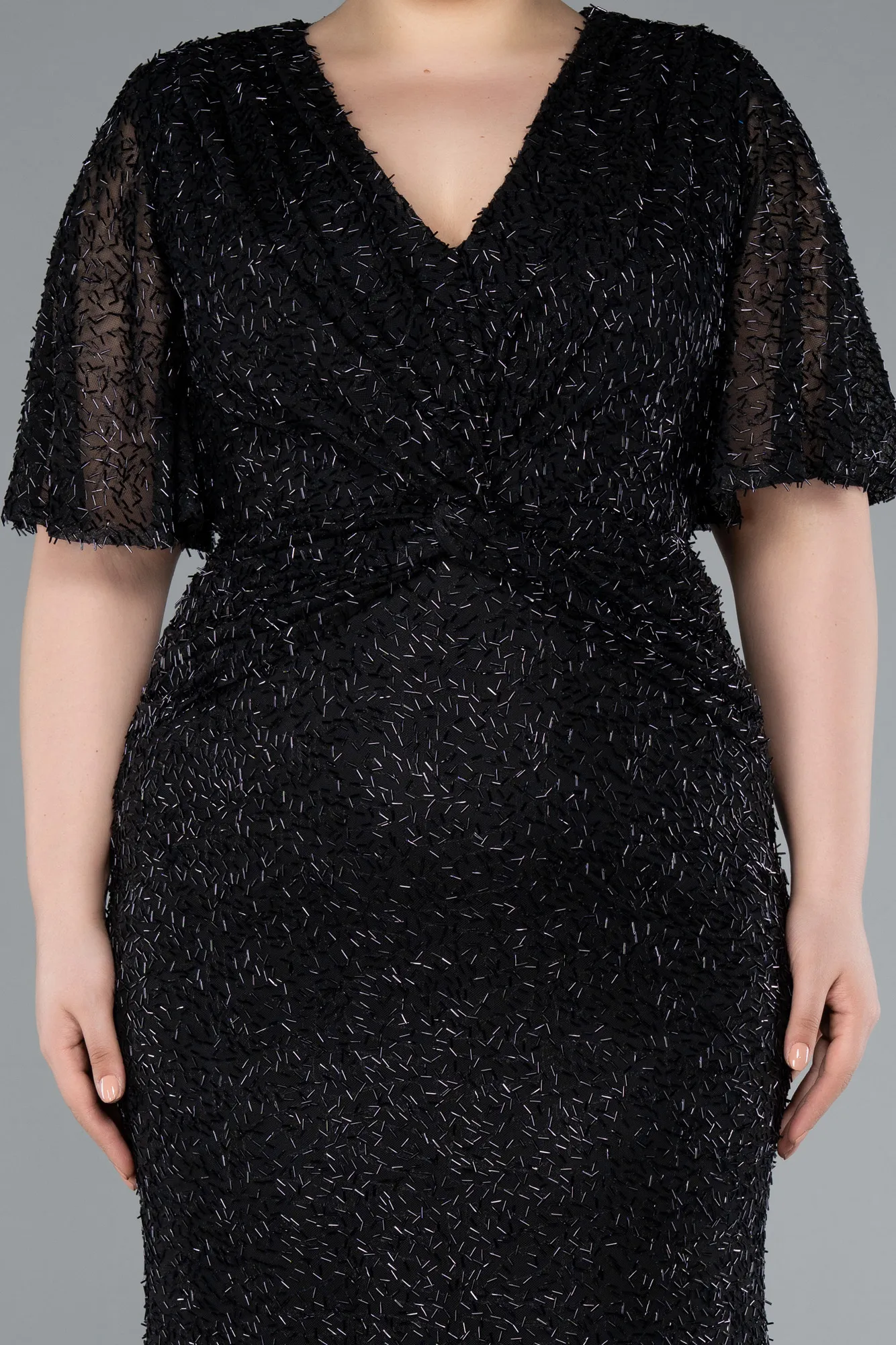 Black-Long Plus Size Evening Gown ABU4542