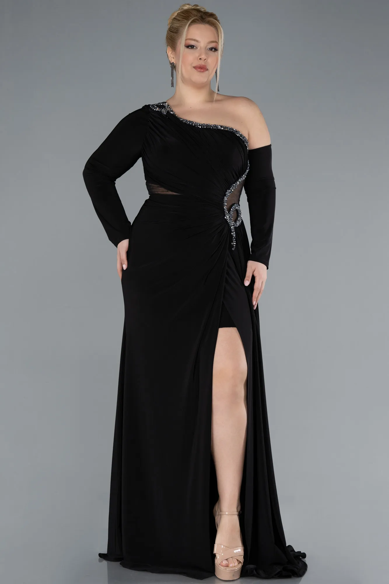 Black-Long Plus Size Evening Gown ABU4617