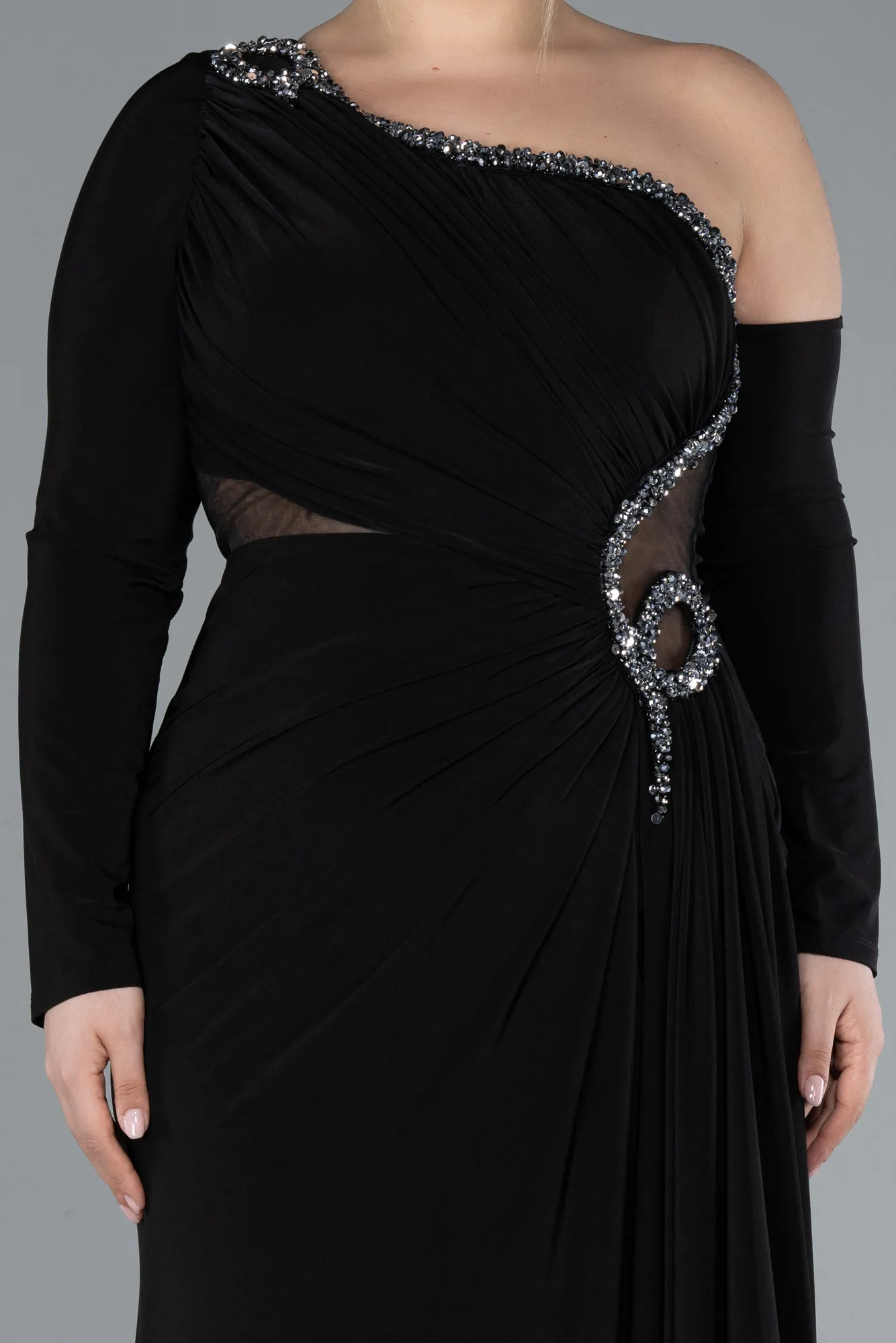 Black-Long Plus Size Evening Gown ABU4617