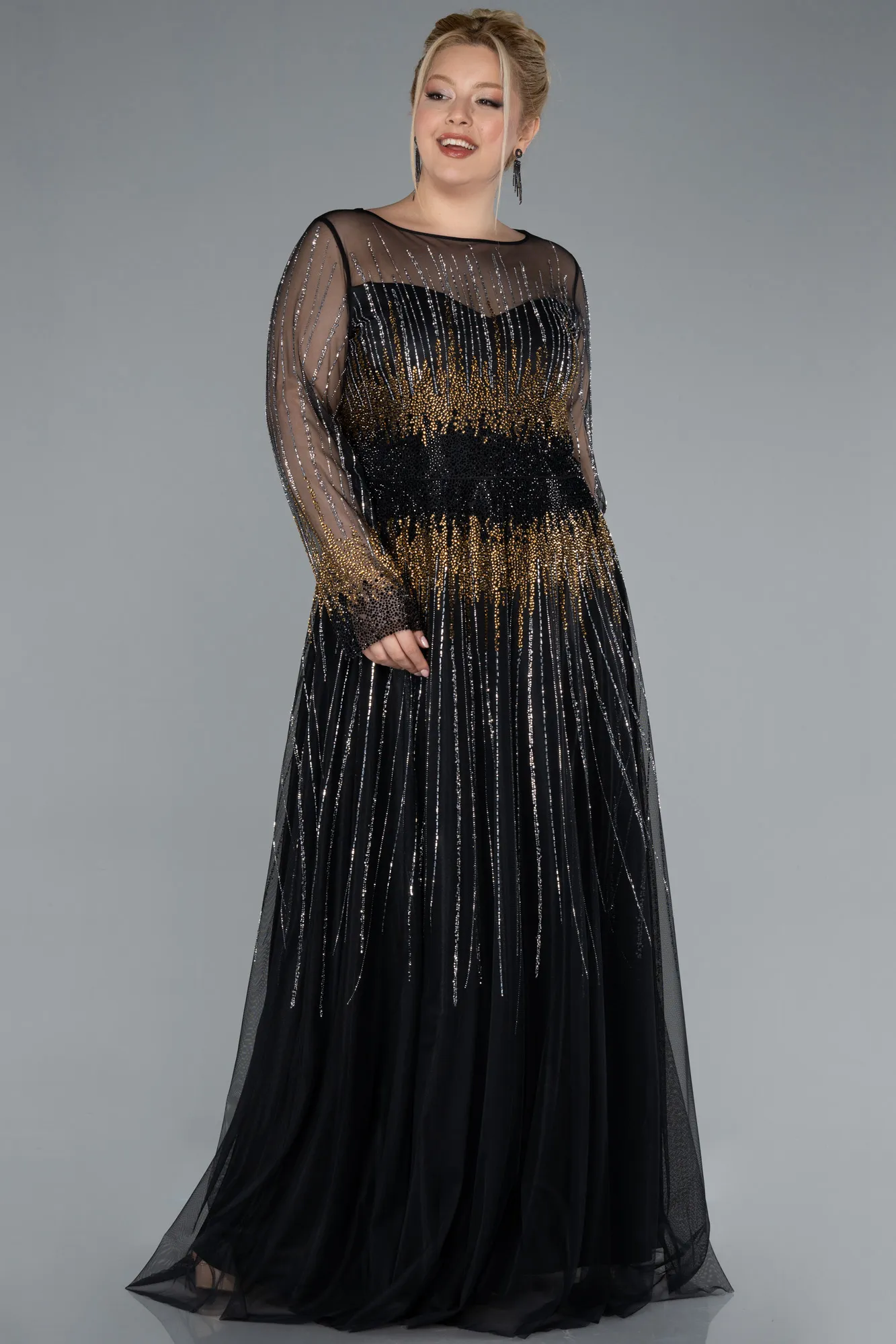 Black-Long Plus Size Evening Gown ABU4635