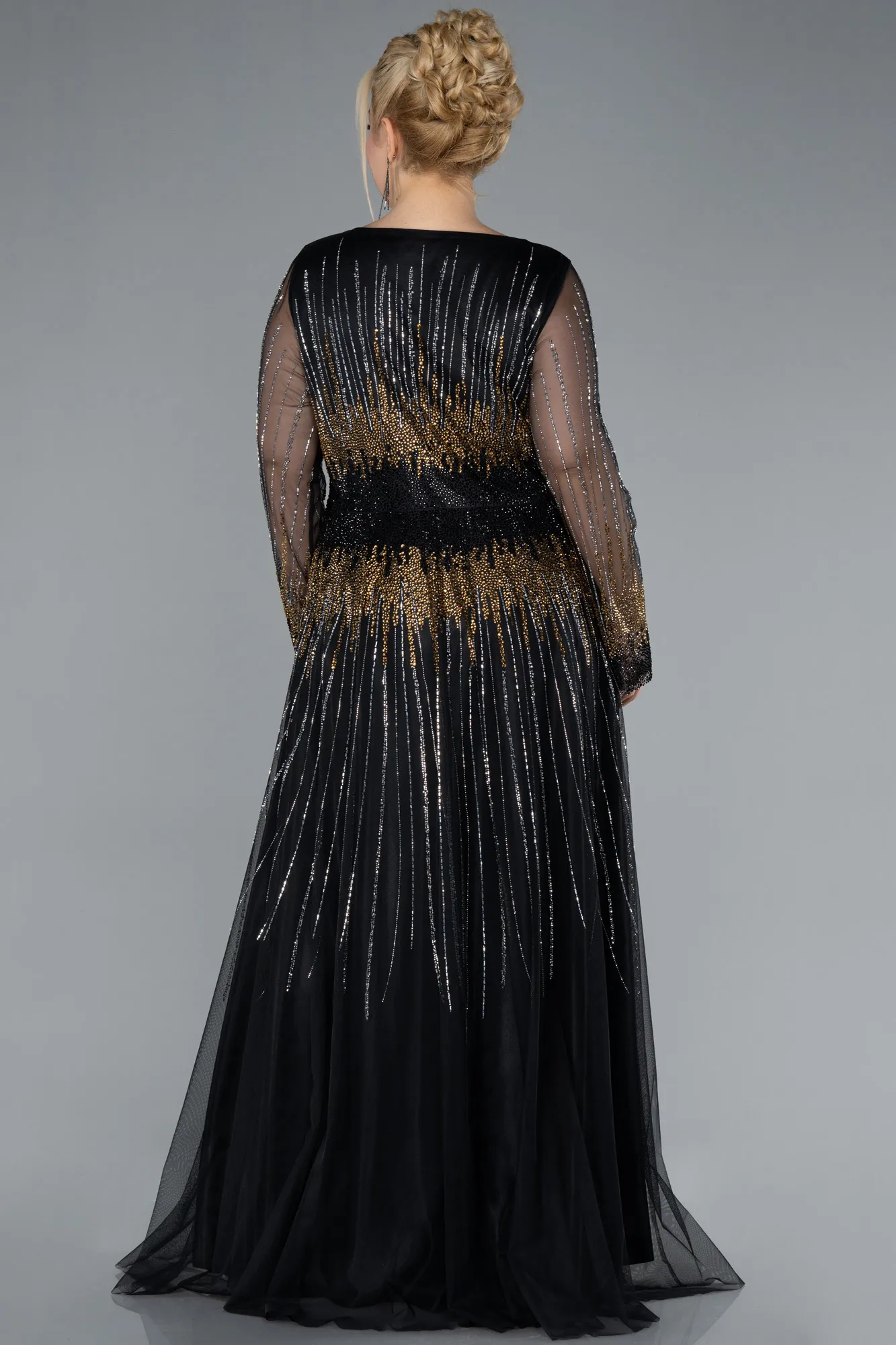 Black-Long Plus Size Evening Gown ABU4635