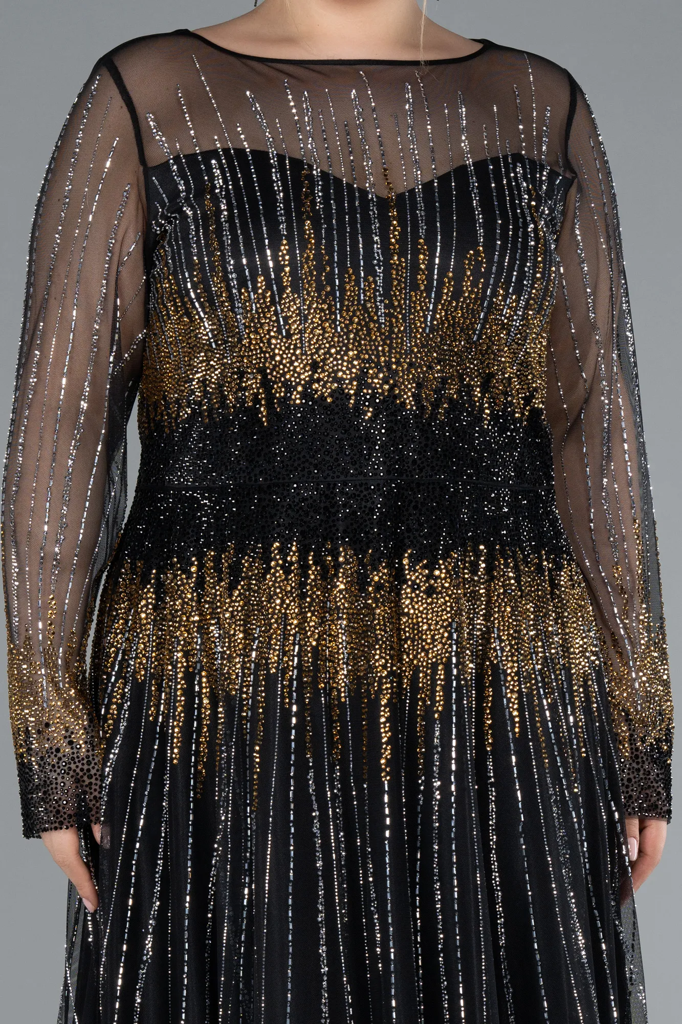 Black-Long Plus Size Evening Gown ABU4635