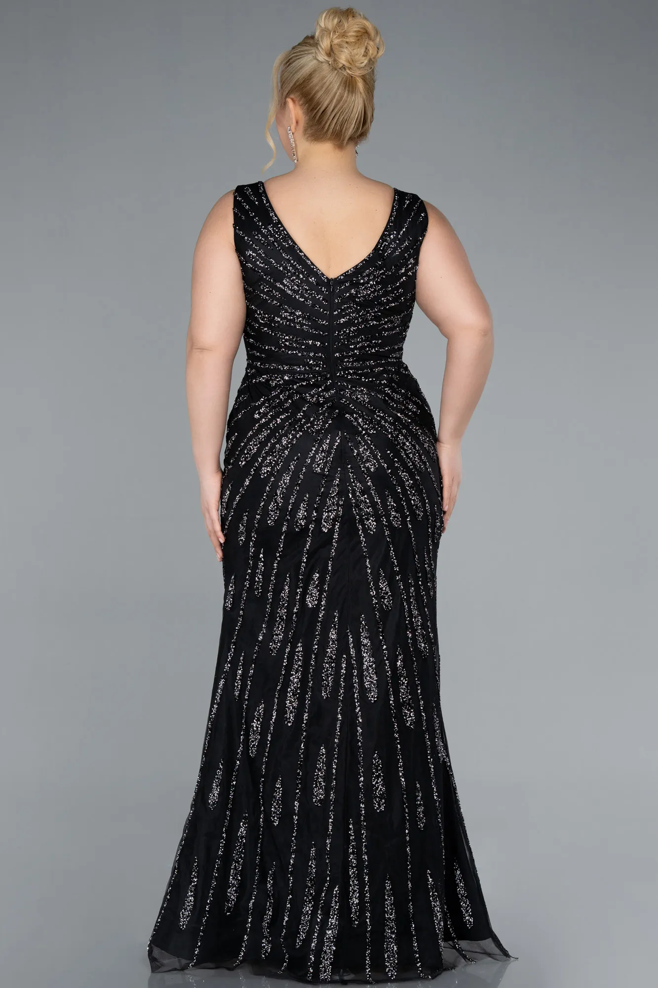 Black-Long Plus Size Evening Gown ABU4717