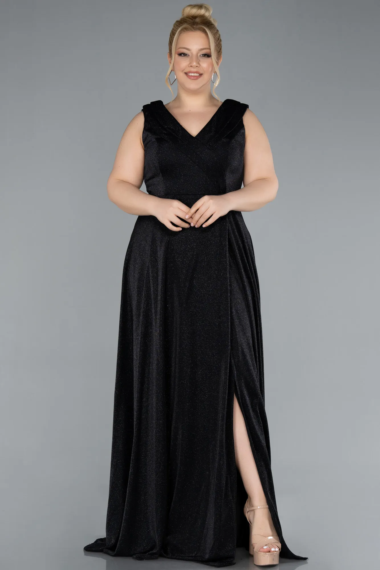 Black-Long Plus Size Evening Gown ABU4718