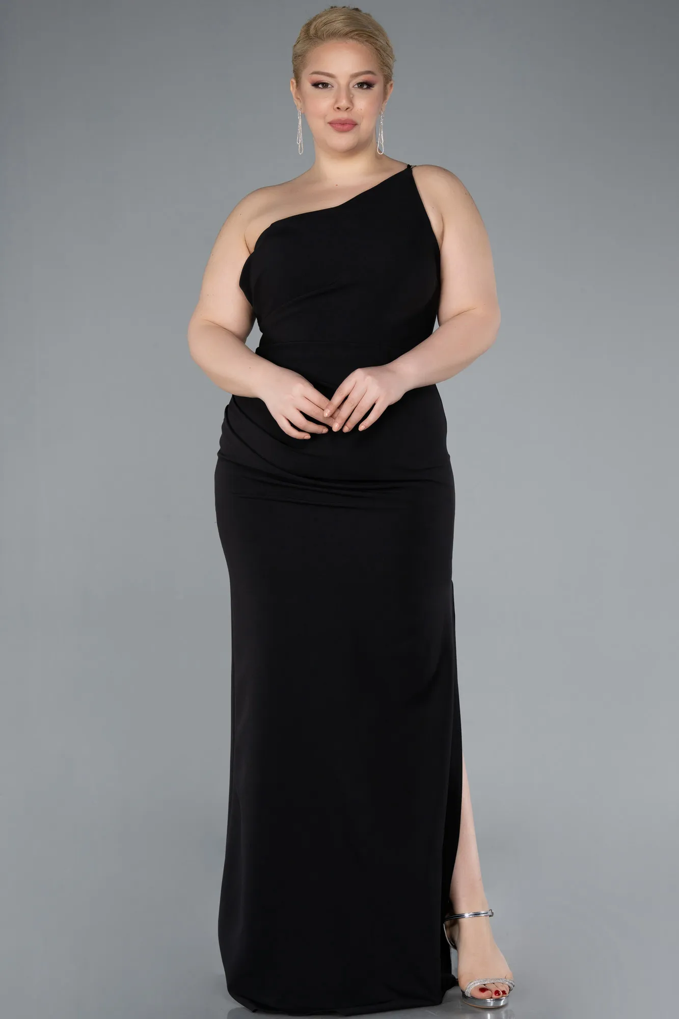 Black-Long Plus Size Evening Gown ABU4892