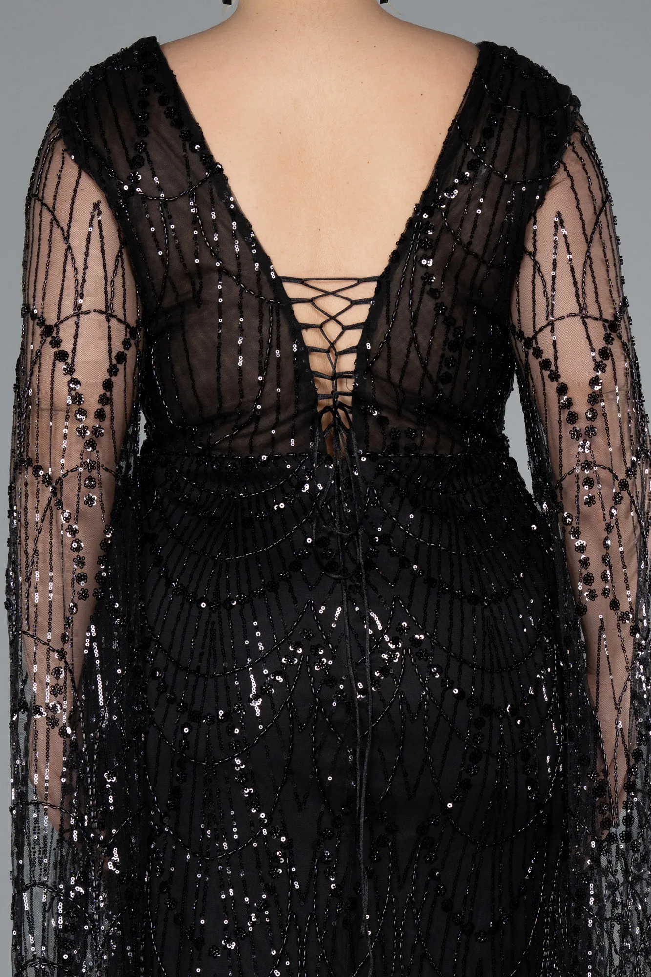 Black-Long Plus Size Evening Gown ABU4945