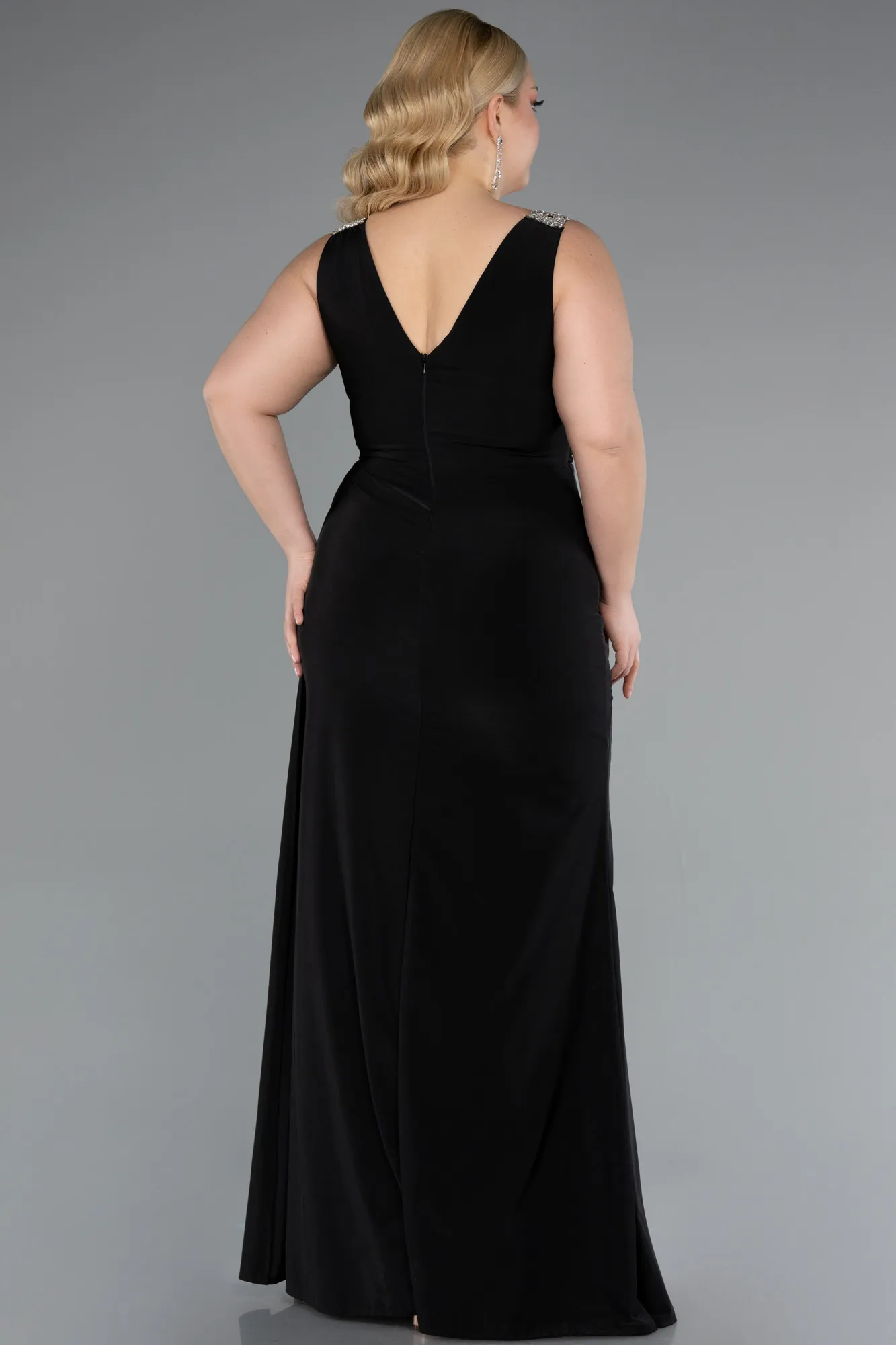 Black-Long Plus Size Evening Gown ABU4968