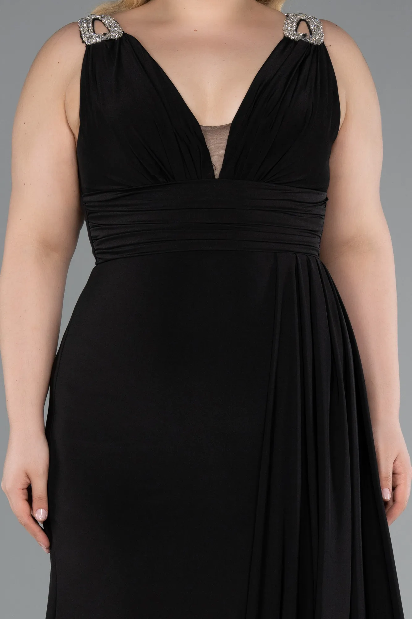 Black-Long Plus Size Evening Gown ABU4968