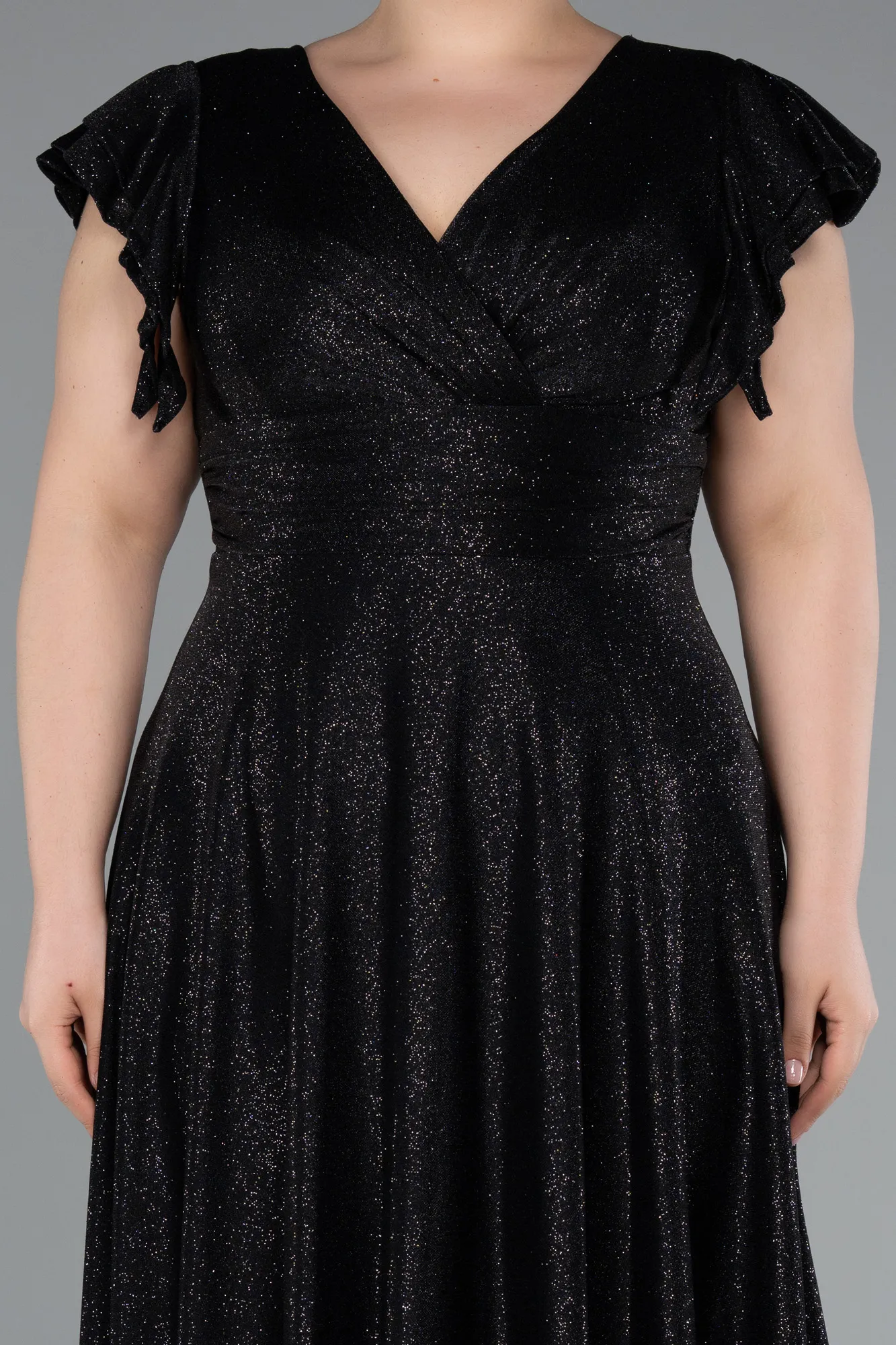 Black-Long Plus Size Evening Gown ABU4985