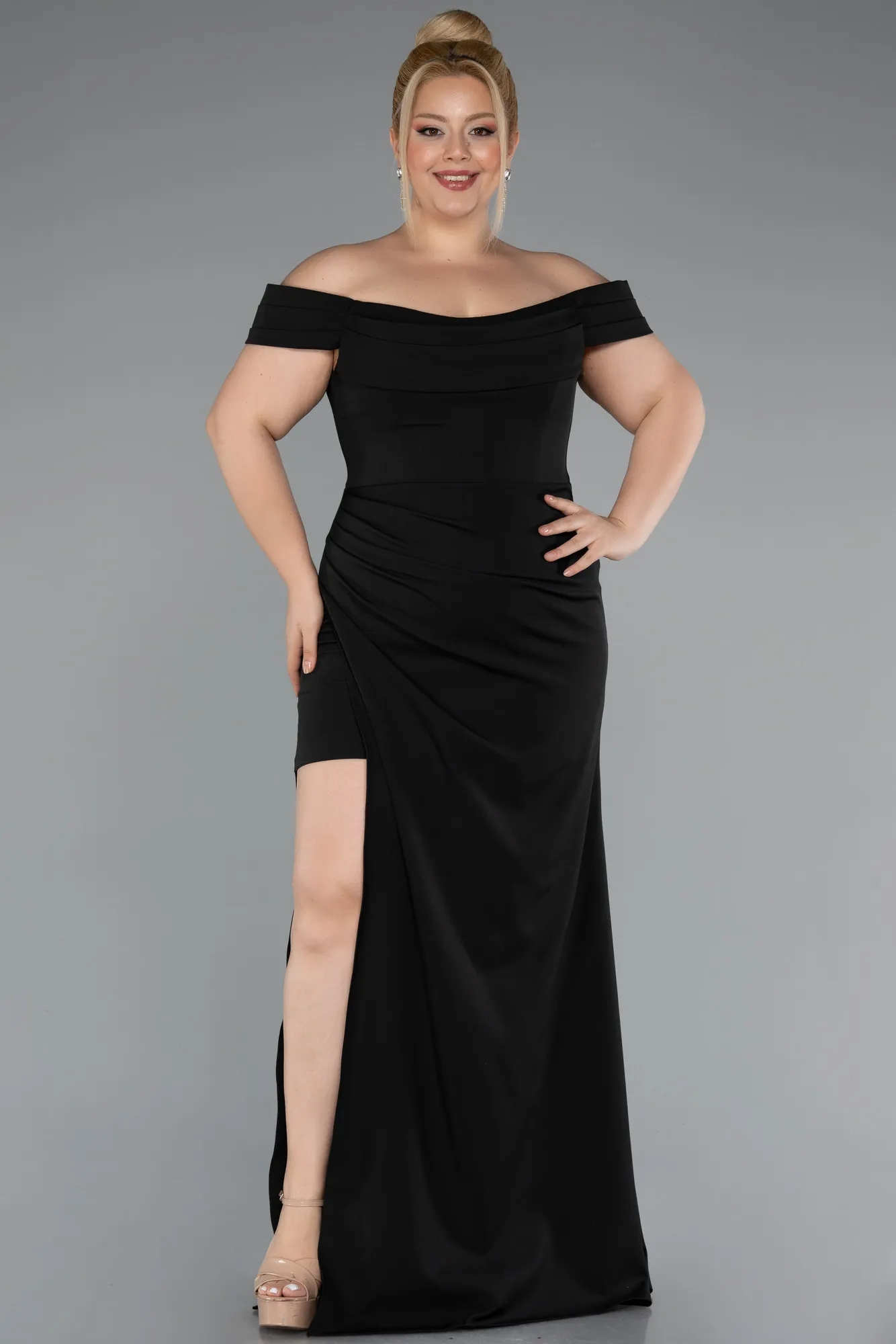 Black-Long Plus Size Evening Gown ABU5156