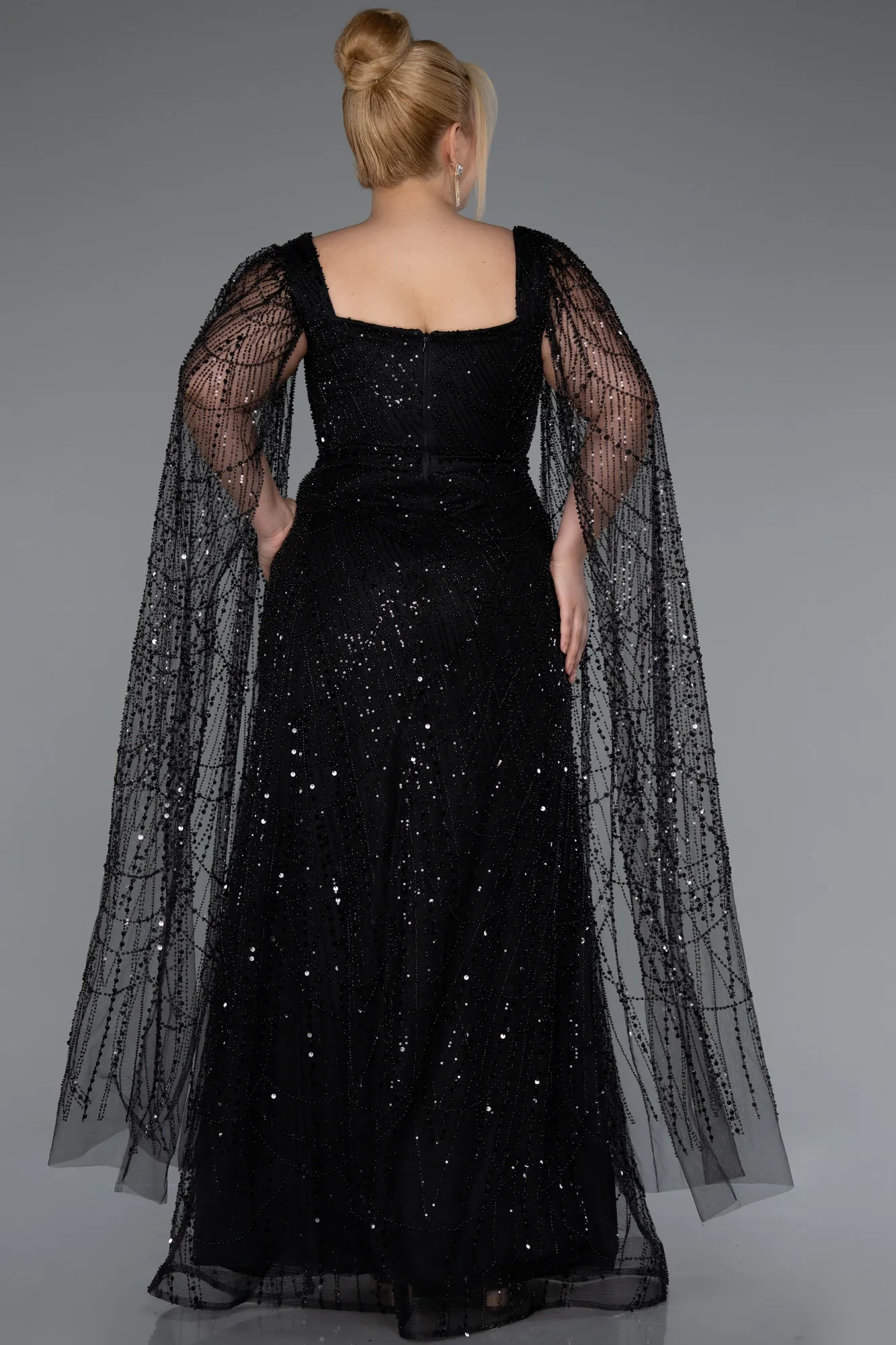 Black-Long Plus Size Evening Gown ABU5212