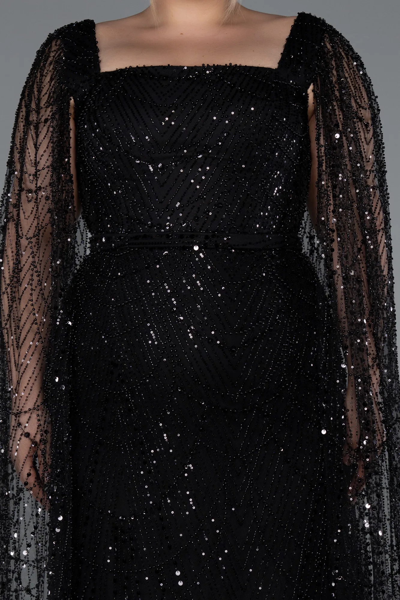 Black-Long Plus Size Evening Gown ABU5212