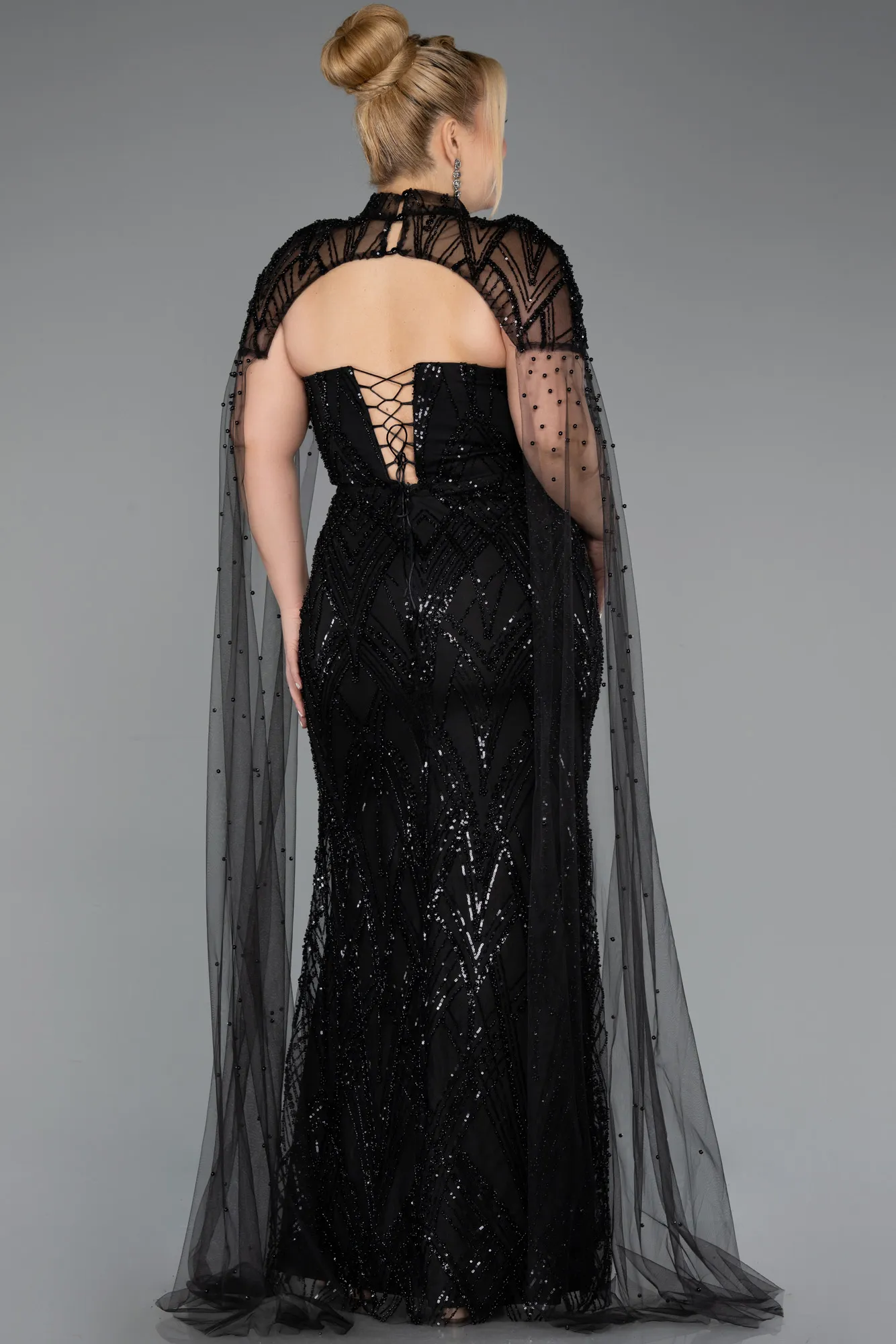 Black-Long Plus Size Evening Gown ABU5487