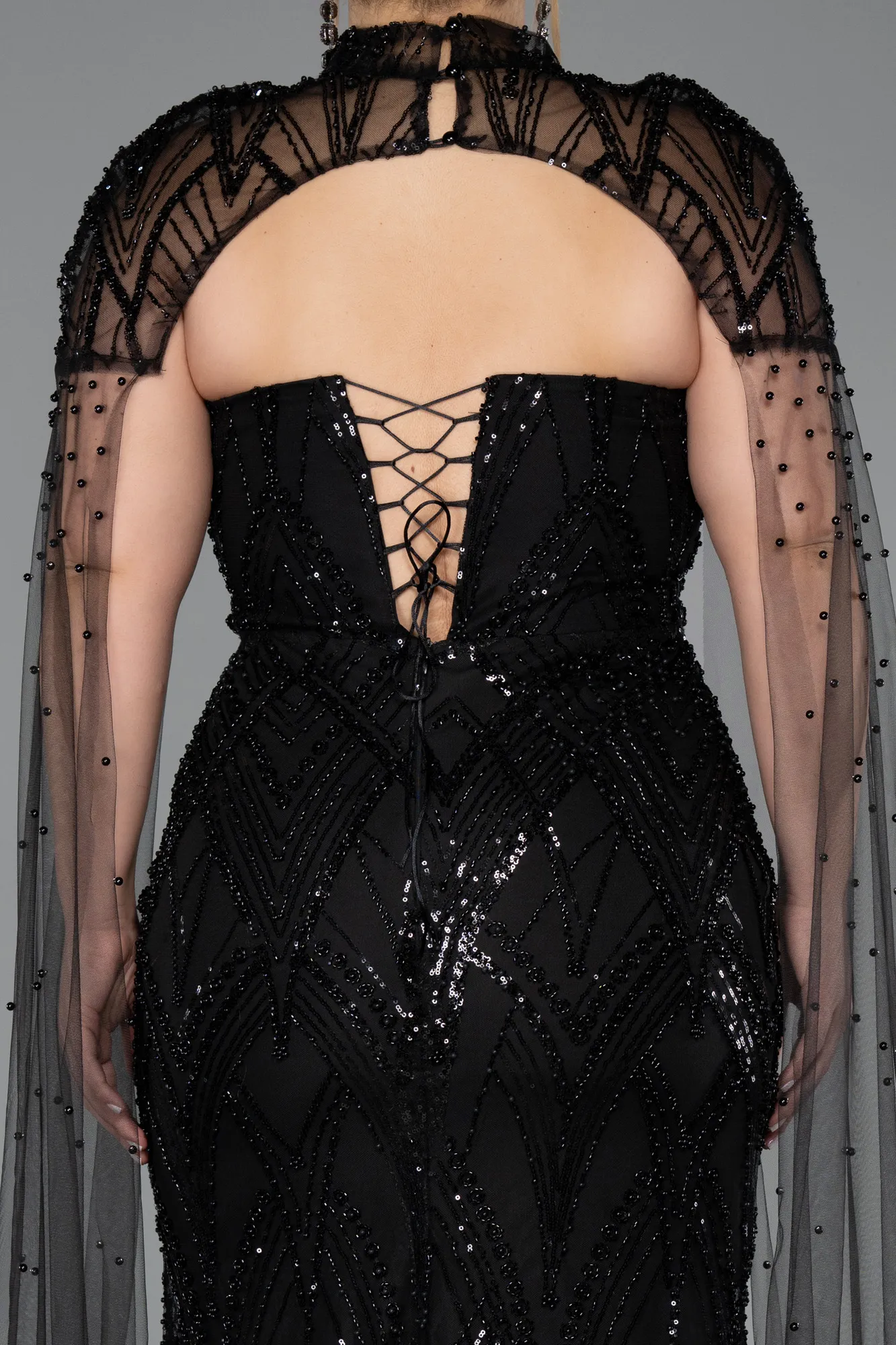 Black-Long Plus Size Evening Gown ABU5487