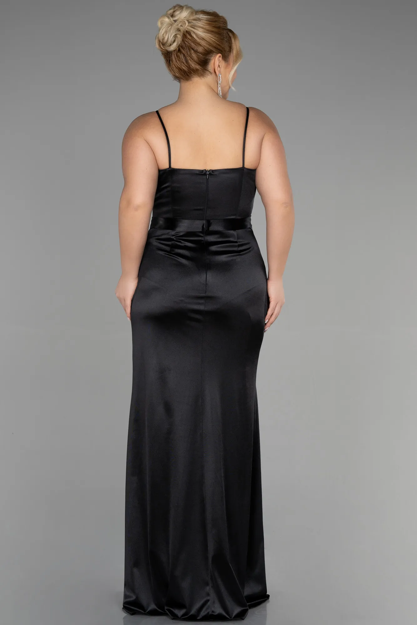 Black-Long Plus Size Graduation Dress ABU3481