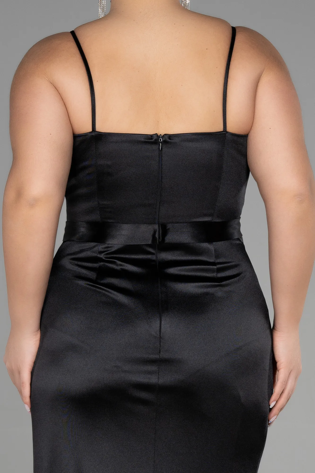 Black-Long Plus Size Graduation Dress ABU3481