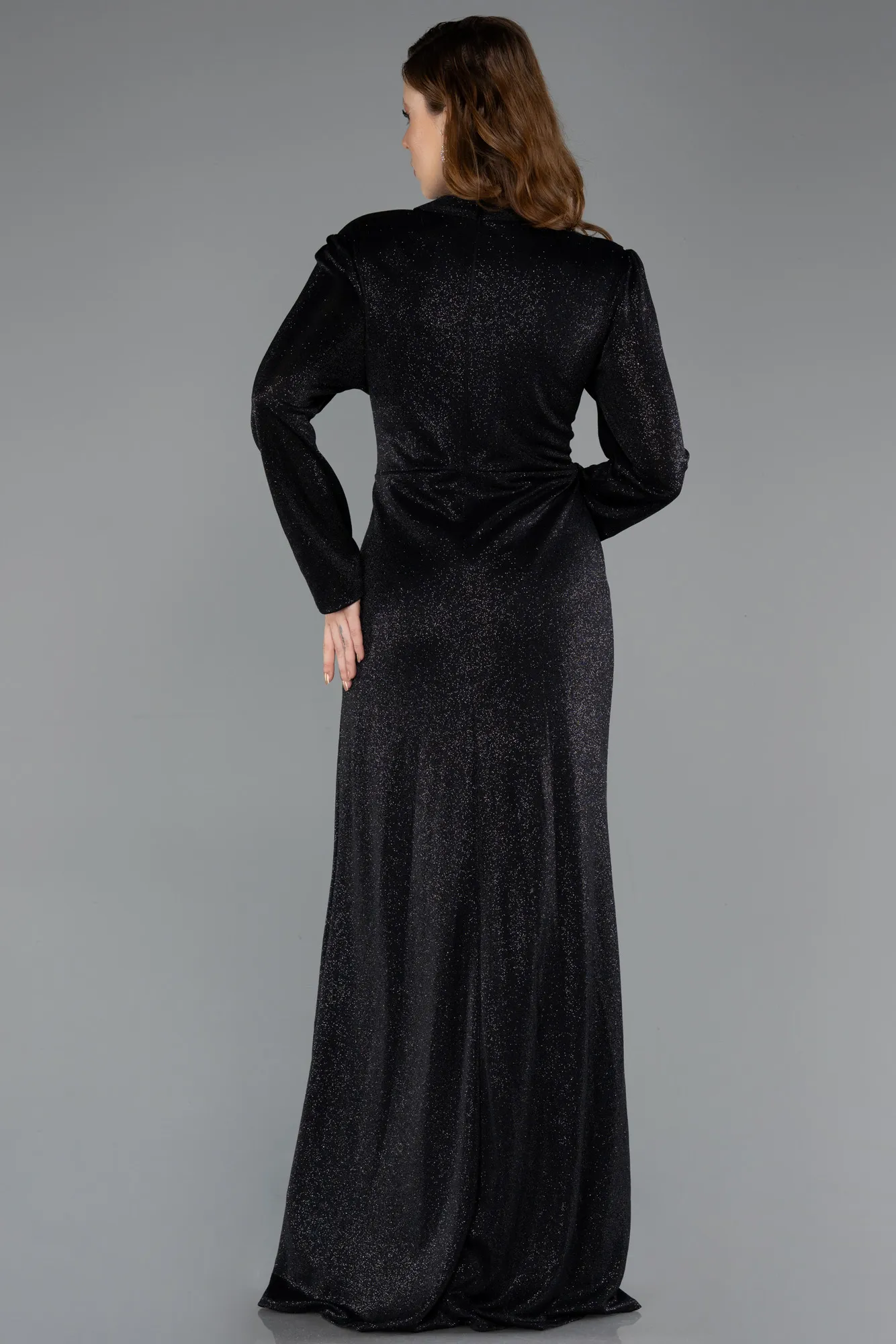 Black-Long Plus Size Hijab Dress ABU5502