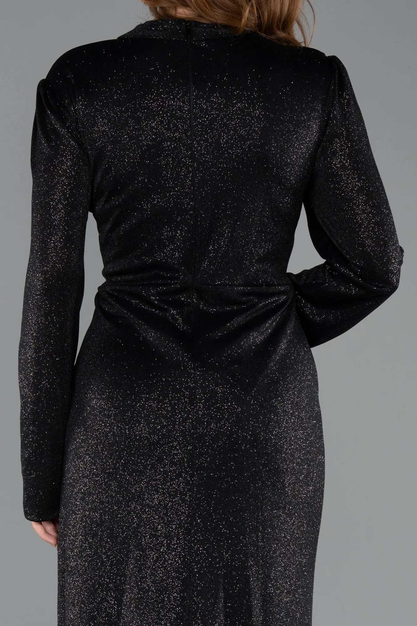 Black-Long Plus Size Hijab Dress ABU5502