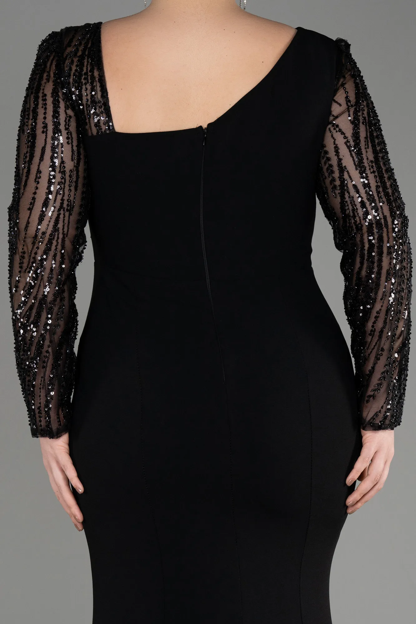 Black-Long Plus Size Wedding Dress ABU3713