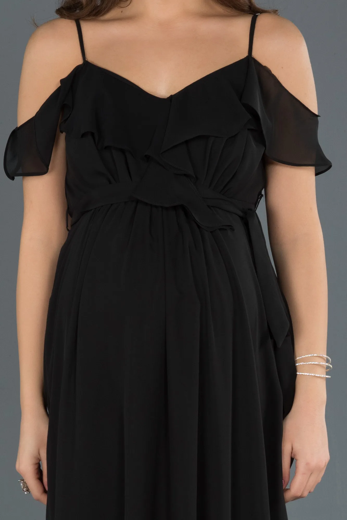 Black-Long Pregnancy Evening Dress ABU744