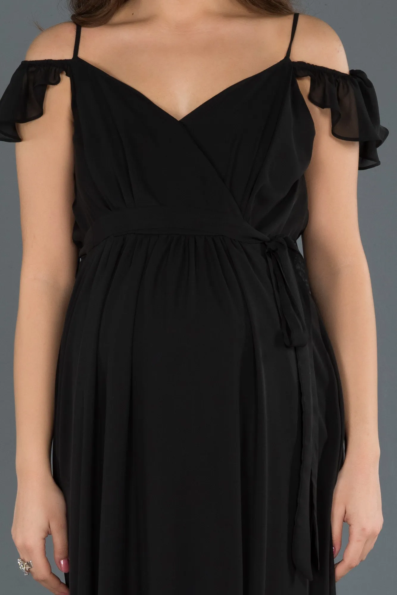 Black-Long Pregnancy Evening Dress ABU756