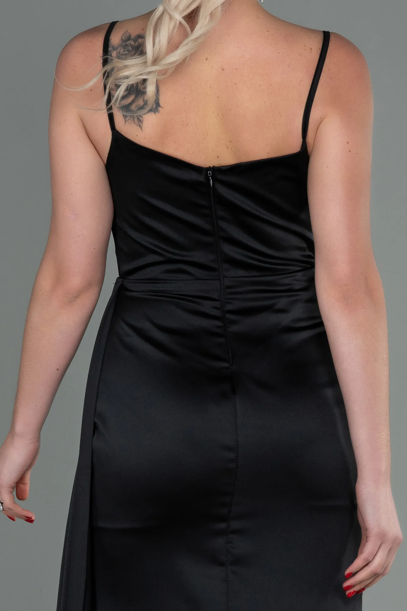 Black-Long Satin Mermaid Evening Dress ABU1894