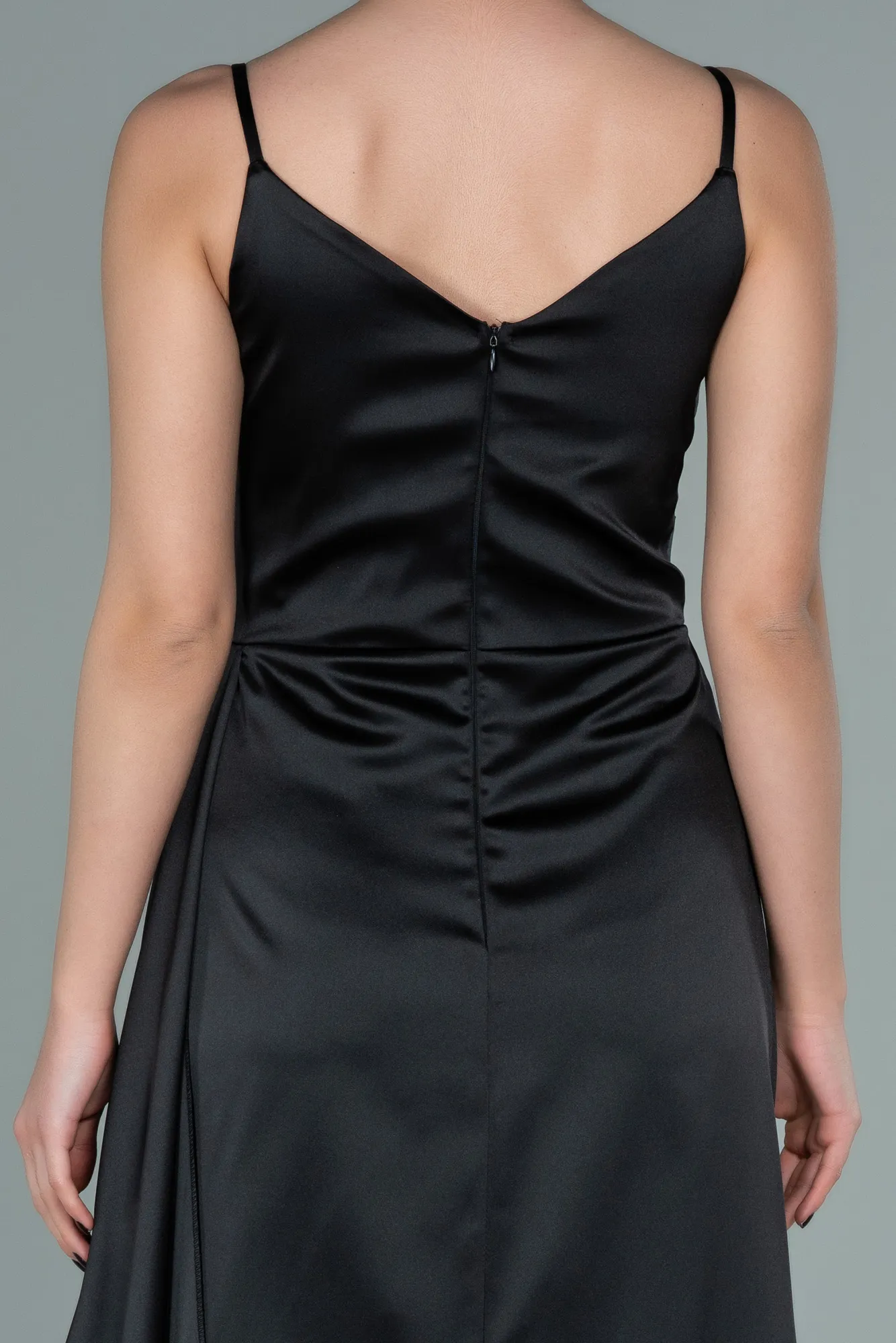 Black-Long Satin Prom Gown ABU2273