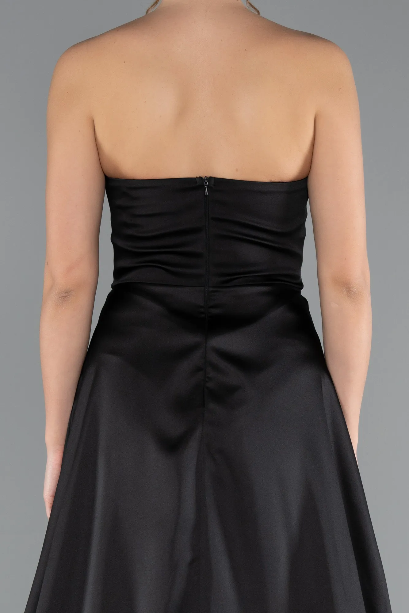 Black-Long Satin Prom Gown ABU5023