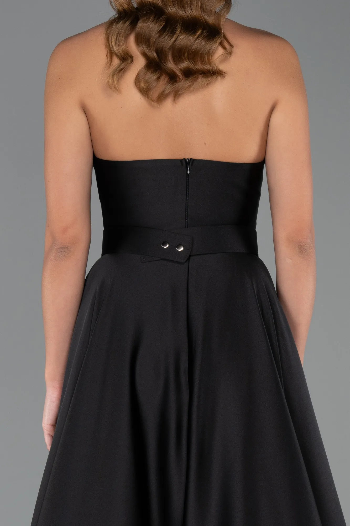 Black-Long Satin Prom Gown ABU5480