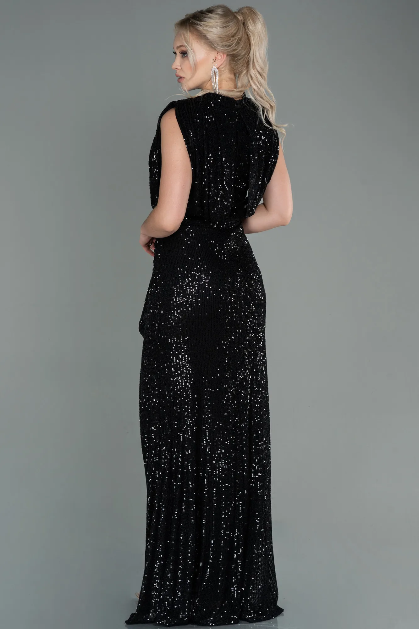 Black-Long Scaly Evening Dress ABU2752