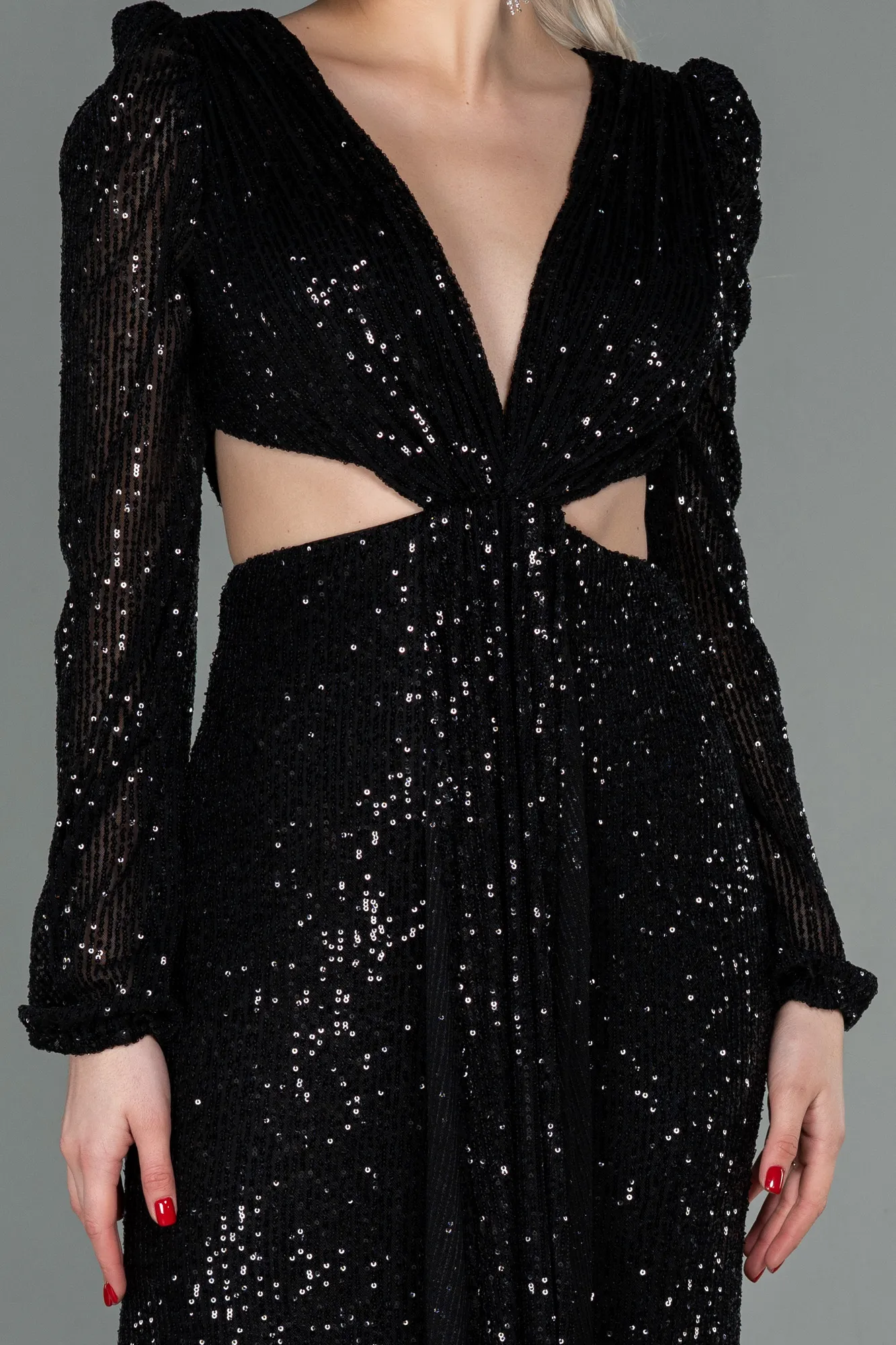 Black-Long Scaly Evening Dress ABU2784