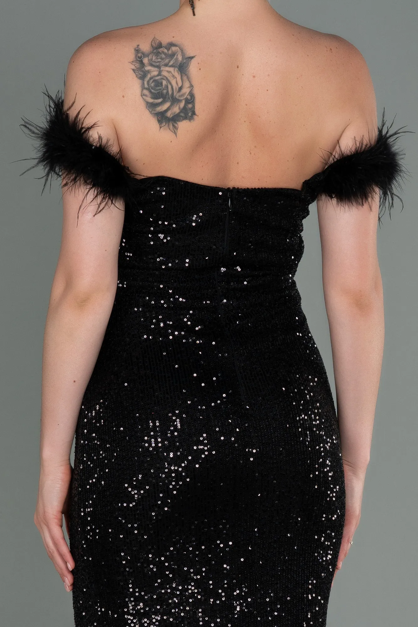 Black-Long Scaly Evening Dress ABU3191