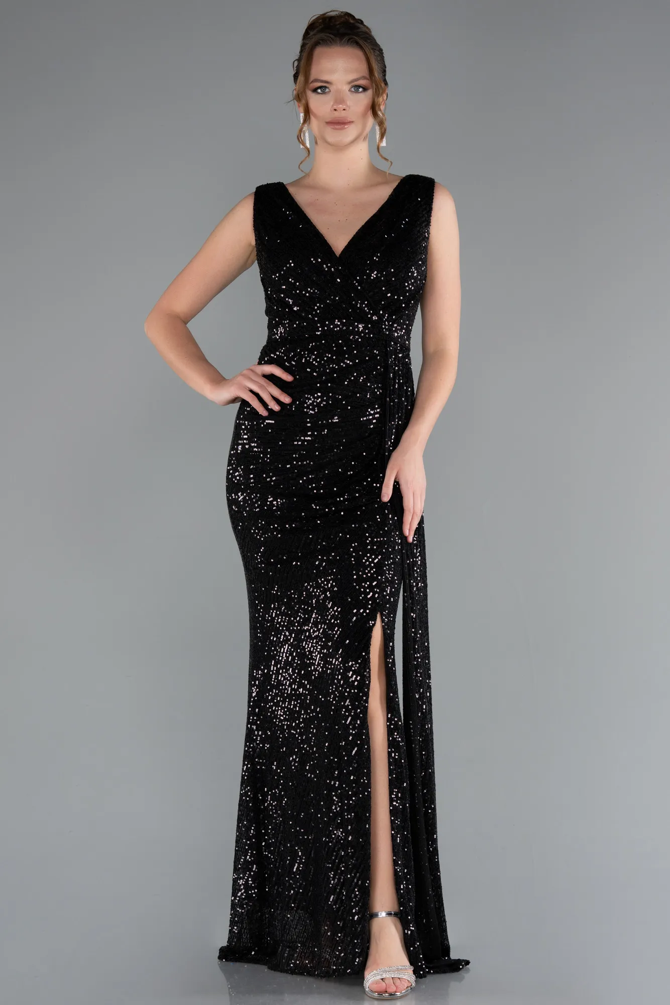 Black-Long Scaly Evening Dress ABU3201