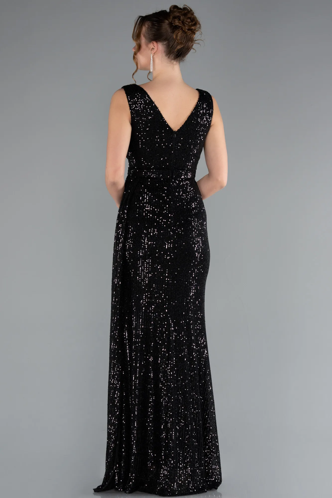 Black-Long Scaly Evening Dress ABU3201