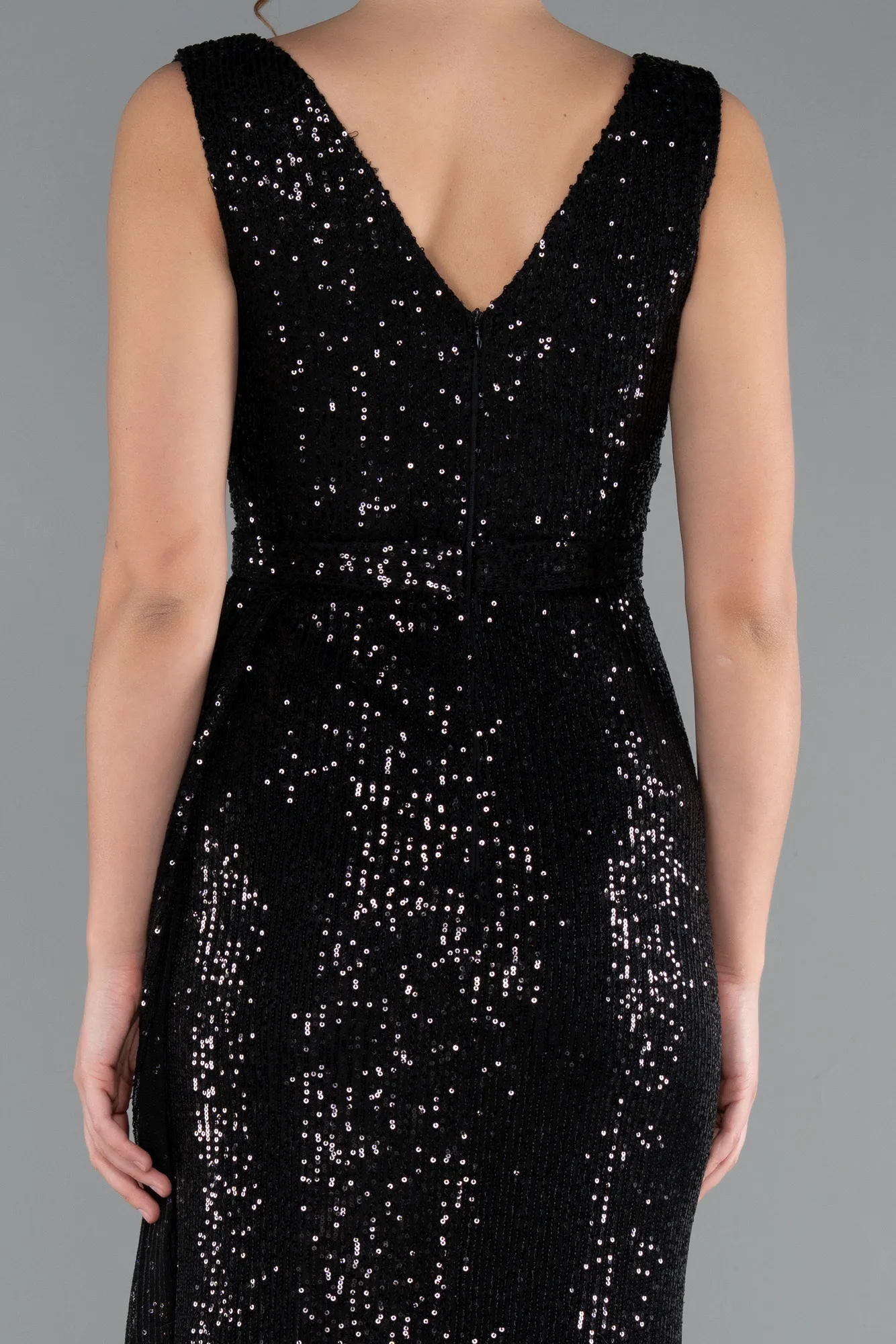 Black-Long Scaly Evening Dress ABU3201