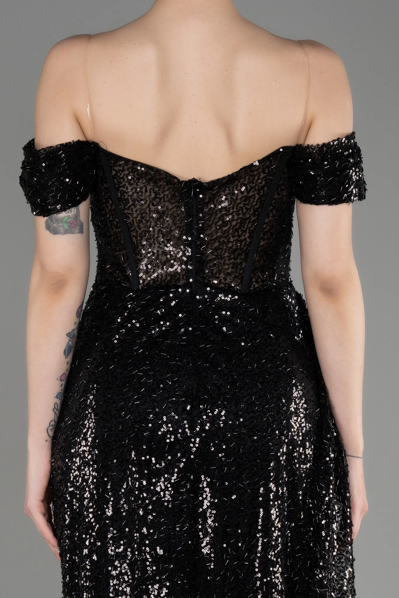 Black-Long Scaly Evening Dress ABU3794