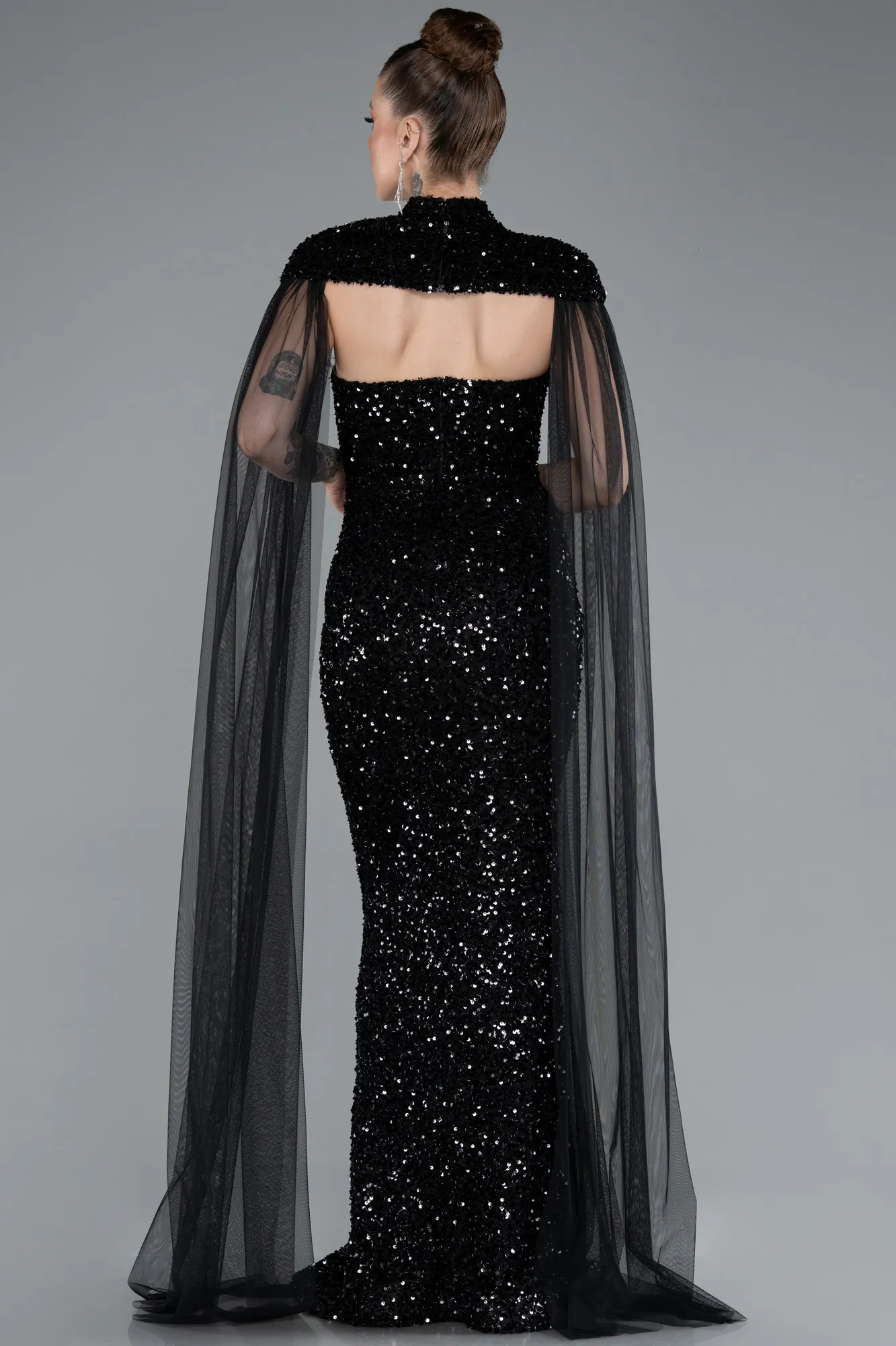 Black-Long Scaly Evening Dress ABU4910