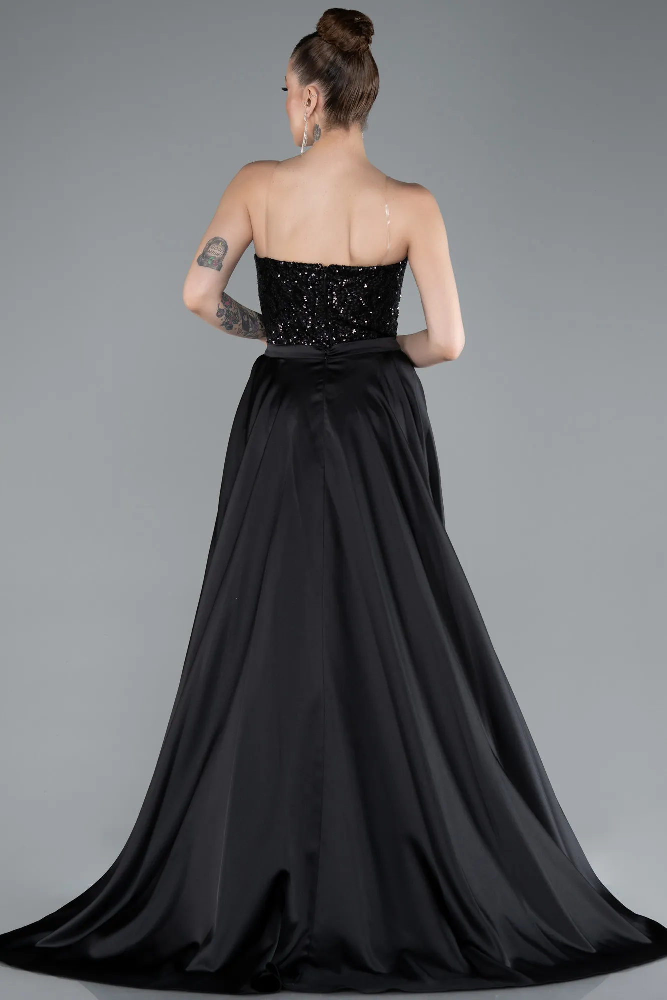 Black-Long Scaly Evening Dress ABU4913